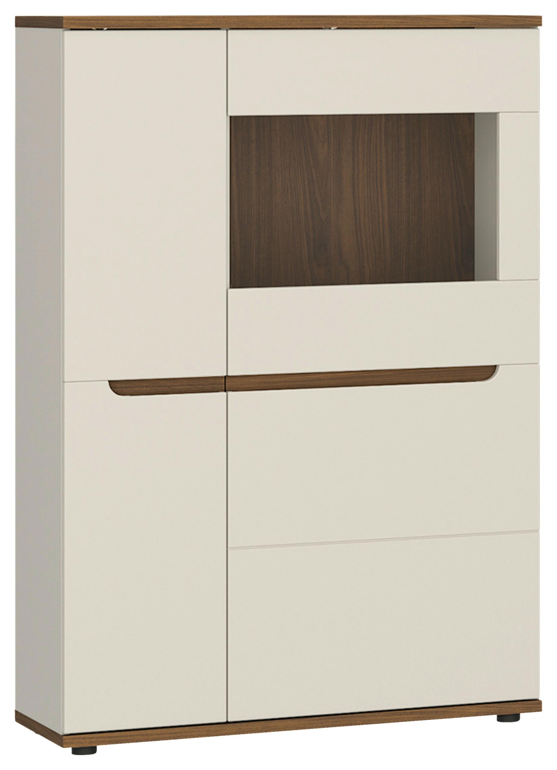 Vitrine Kansas Nussbaum/Kaschmir B: 90cm - Kaschmir/Nussbaumfarben, Basics, Glas/Holzwerkstoff (90/135/38cm) - Hom`in