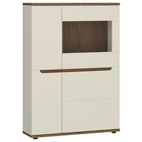 Vitrine Kansas Nussbaum/Kaschmir B: 90cm - Kaschmir/Nussbaumfarben, Basics, Glas/Holzwerkstoff (90/135/38cm) - Hom`in