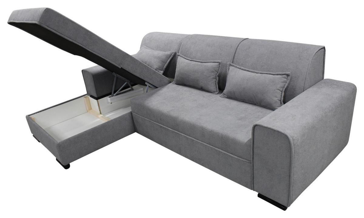 Ecksofa Classic Grau 175x270 cm - Schwarz/Grau, Design, Textil (175/270cm) - MID.YOU