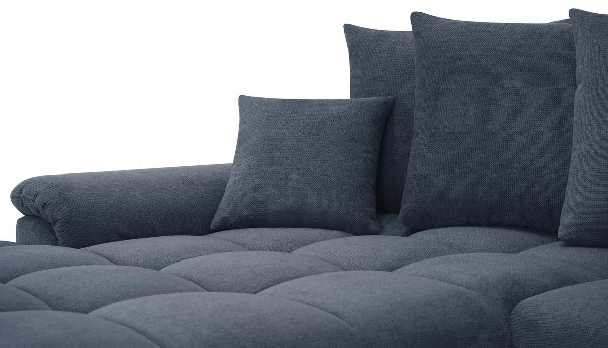 Rohová sedačka ERICE, levá, modrá - modrá/barvy chromu, Design, textil/plast (198/312cm)