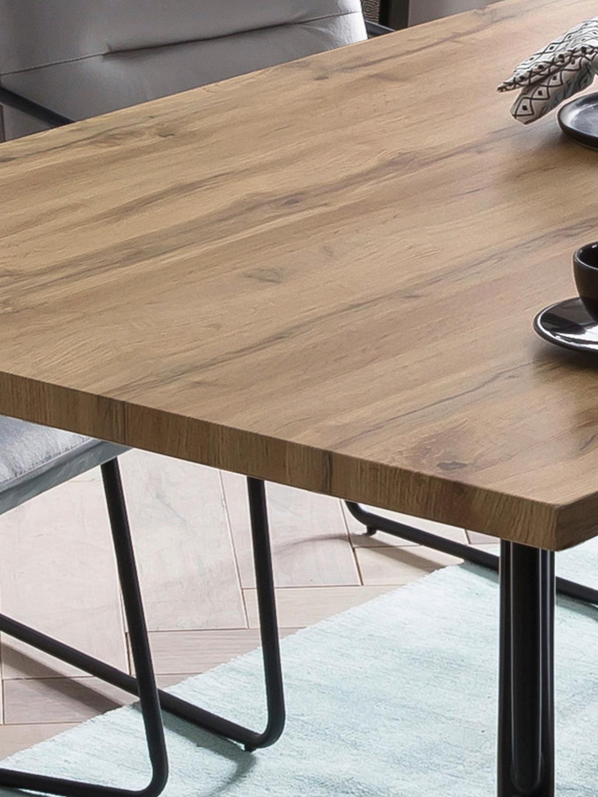 Esstisch 150x90 Eiche Dekor - Eichefarben/Schwarz, Design, Holzwerkstoff/Metall (150/90/77cm) - Livetastic