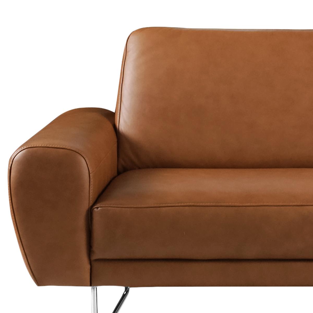 Ecksofa Spring Cognac Chrom B: 177 cm - Chromfarben/Cognac, Design, Leder (177/85/92cm) - Livetastic