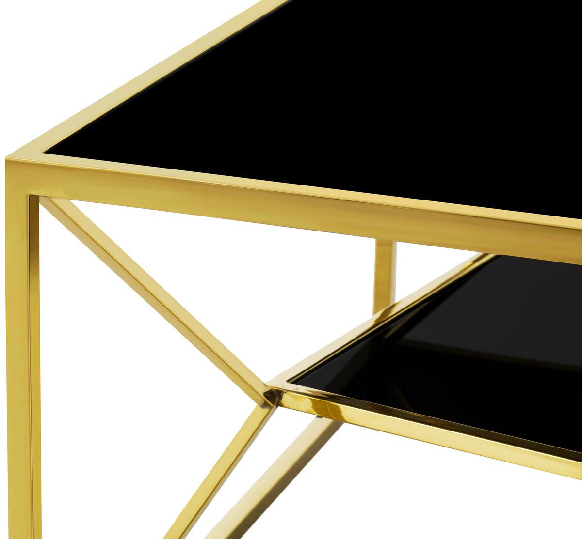 KONFERENČNÝ STOLÍK ANGEL II - čierna/zlatá, Modern, kov/sklo (70/38/70cm) - Mömax