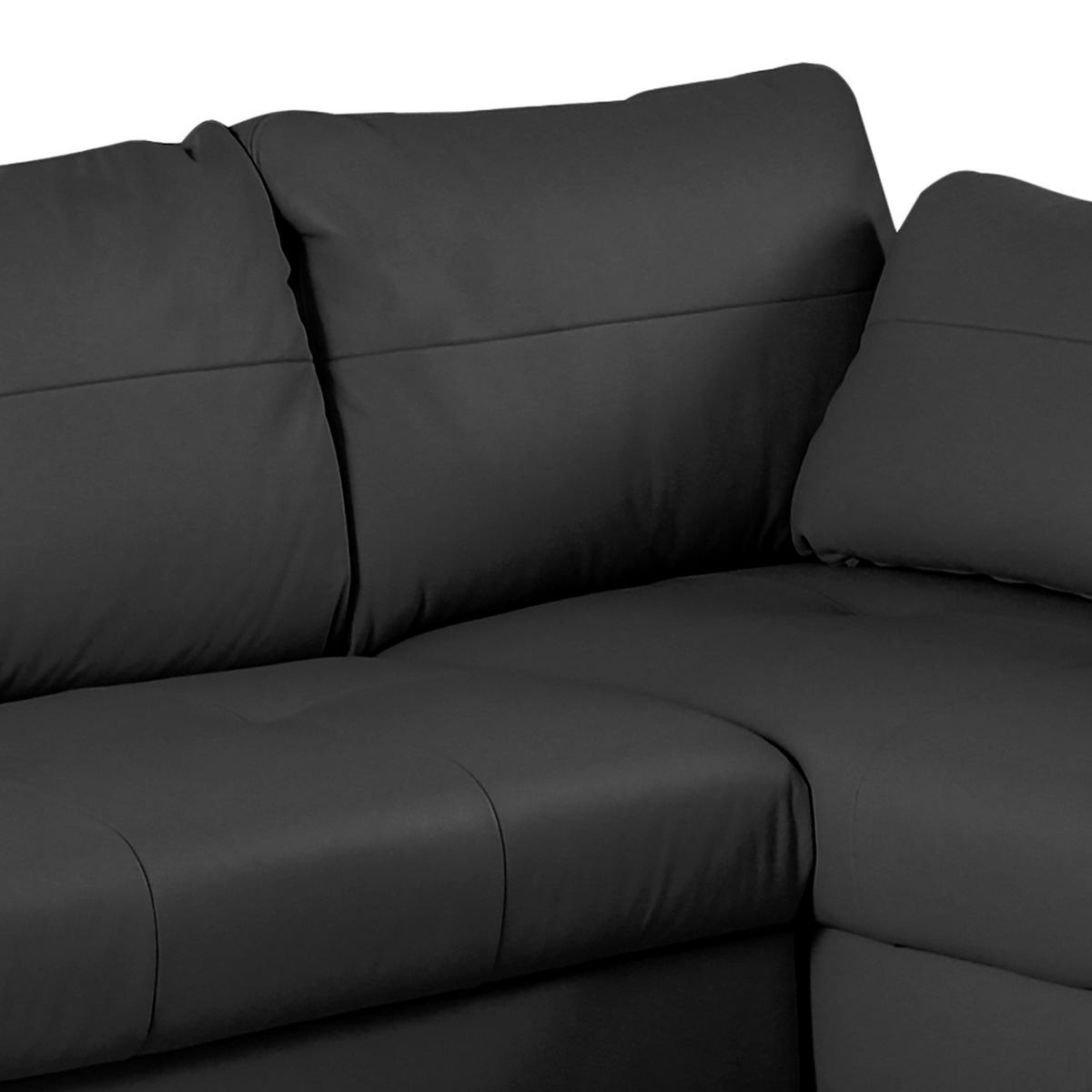 Ecksofa Compact Schwarz B: 168x227 cm - Buchefarben/Schwarz, Design, Leder/Textil (168/227cm) - Livetastic