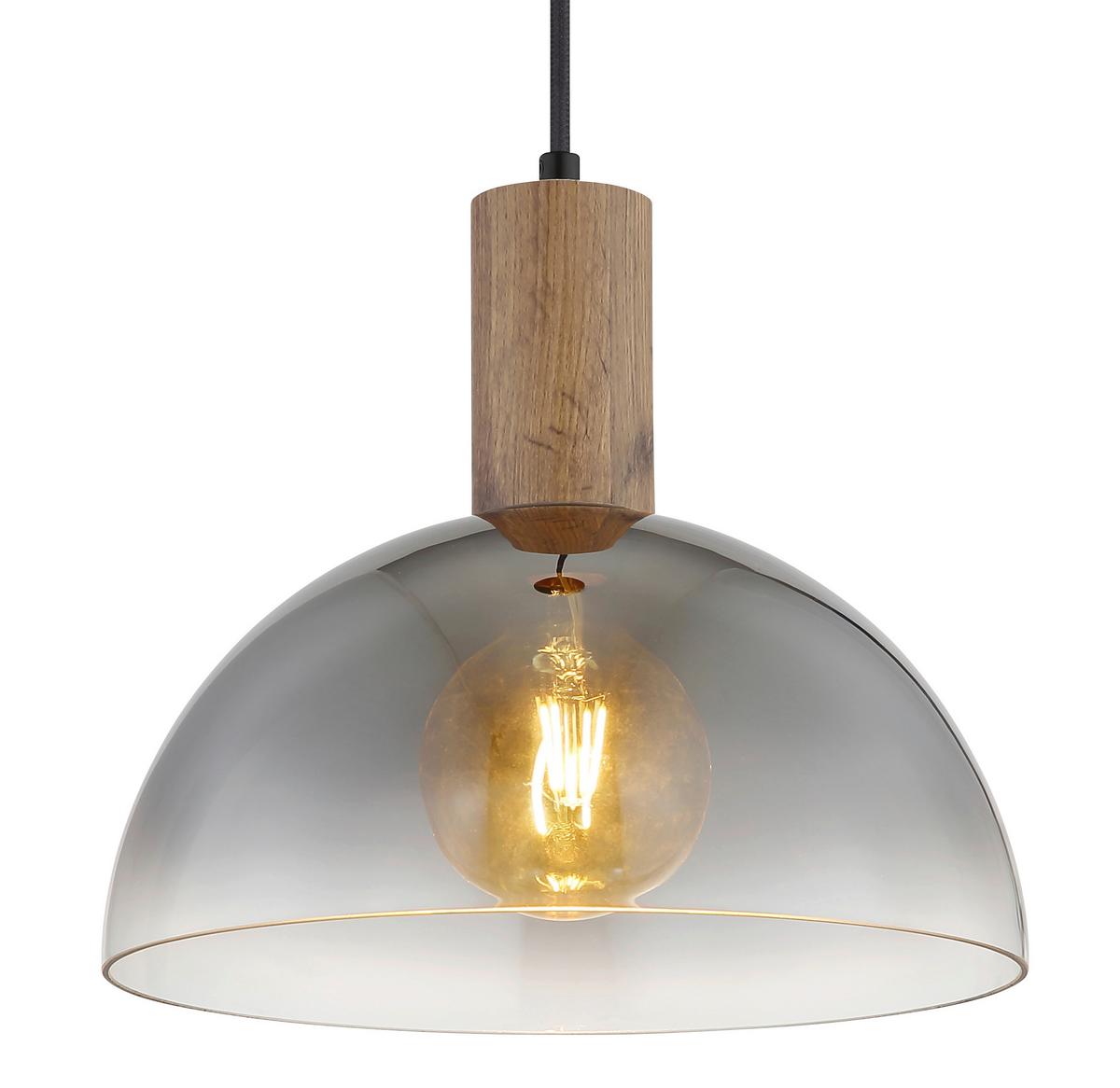 Hängeleuchte Exkl. 1xe24, 60w - Klar/Dunkelbraun, Design, Glas/Holz (30/12cm) - Globo