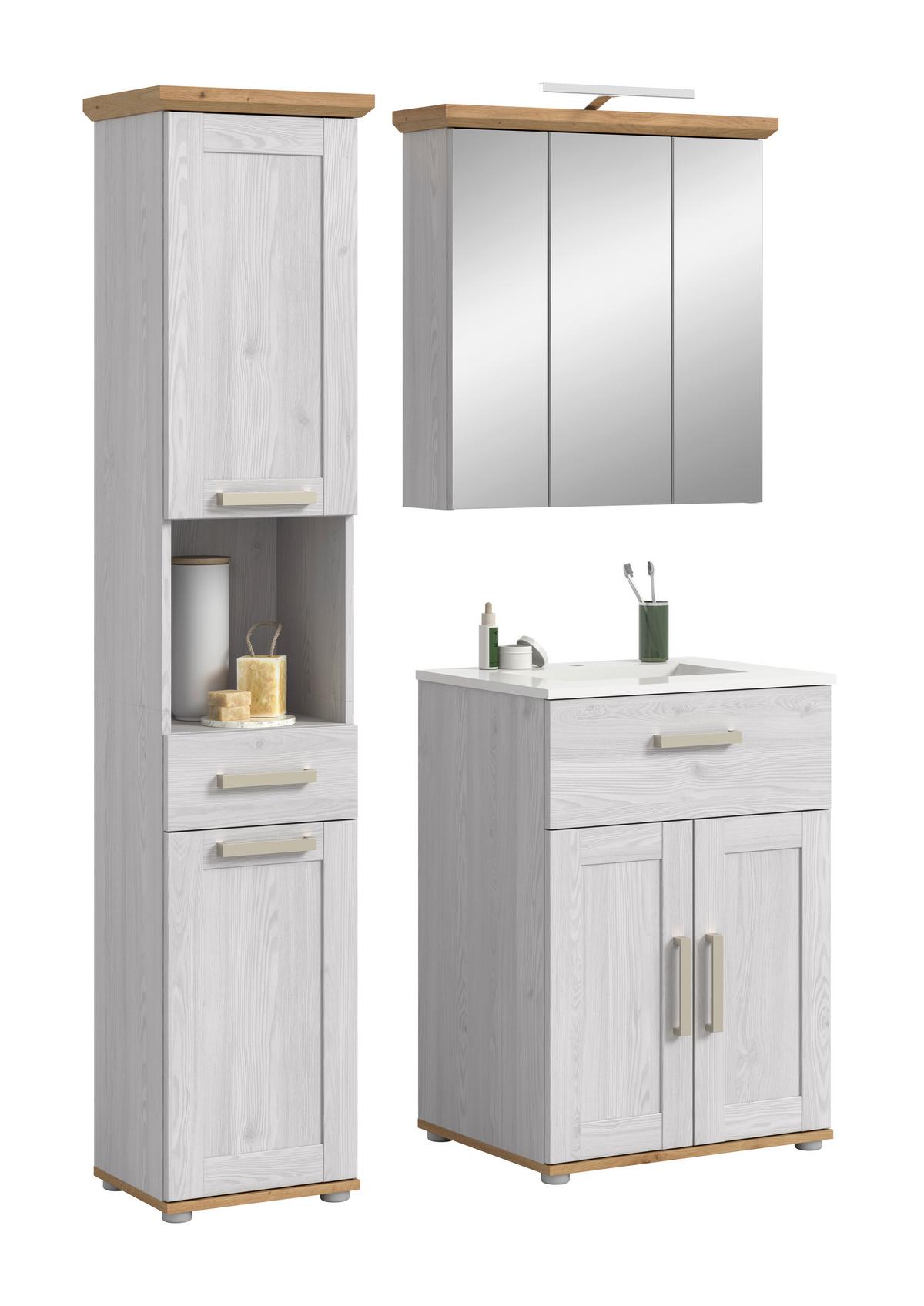 Badezimmer Verona Eiche Dekor /Lärchefarben B: 108cm - Silberfarben/Lärchefarben, Trend, Glas/Keramik (108cm) - MID.YOU