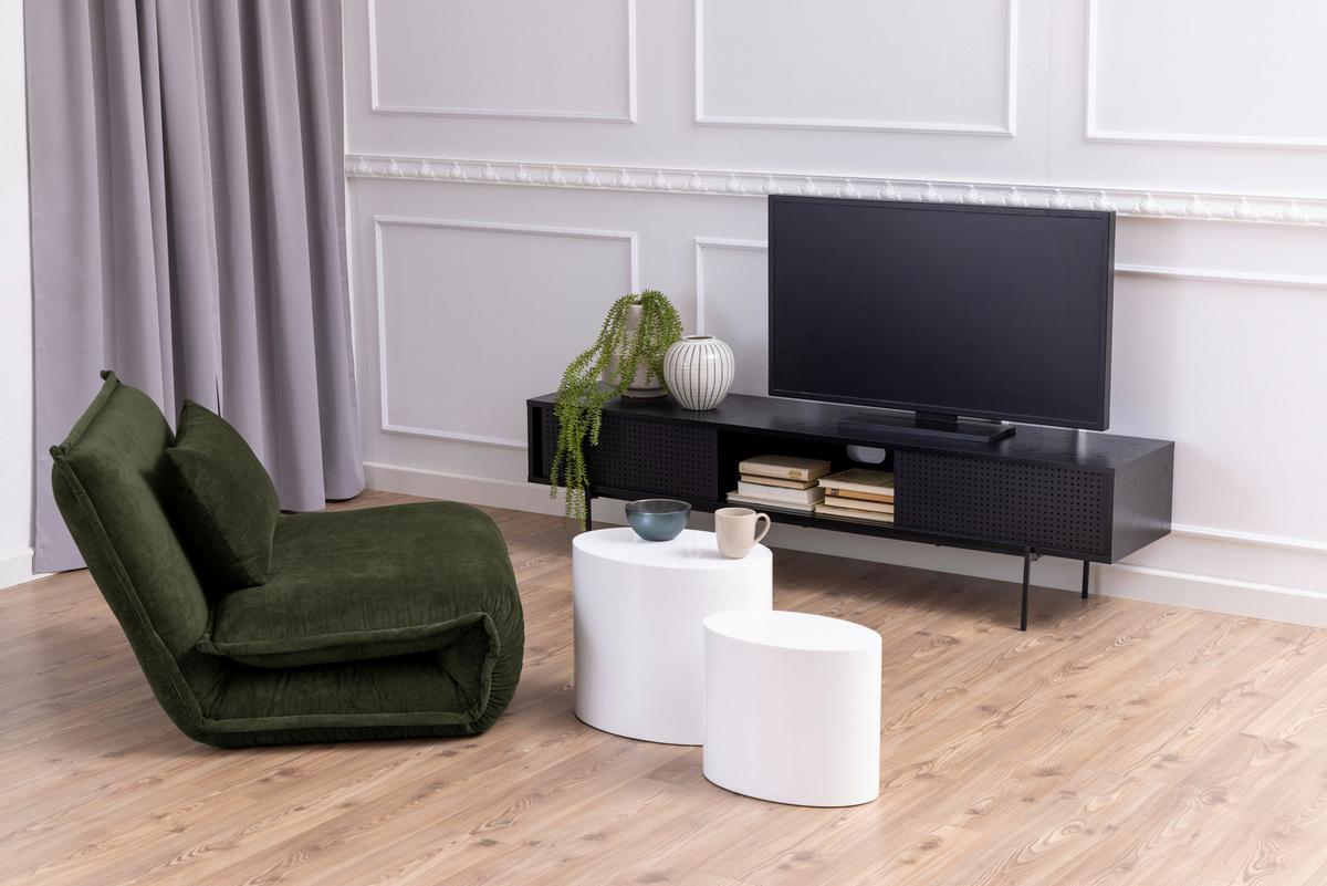 TV-Lowboard Angus B: 180 cm Schwarz/Eschefarben - Eschefarben/Schwarz, MODERN, Holzwerkstoff/Metall (180/44,5/40cm) - MID.YOU