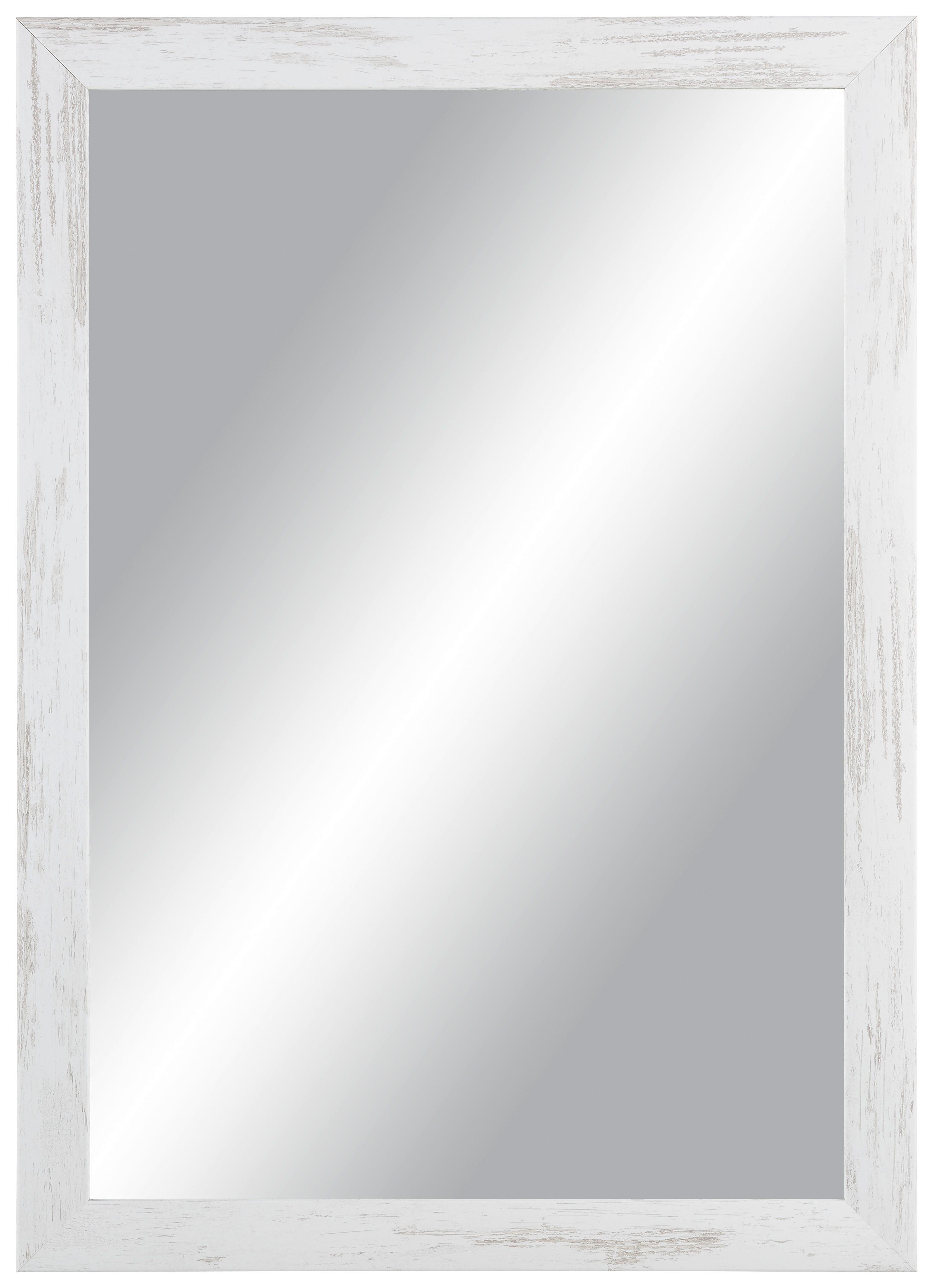 Nástěnné Zrcadlo Old-White-Heavy - bílá/hnědá, Romantický / Rustikální, kompozitní dřevo/sklo (50/70cm) - Modern Living