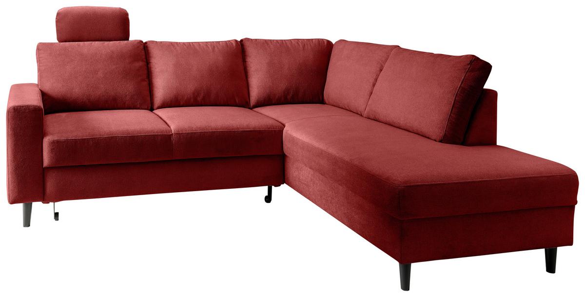 Eckschlafsofa Passione, Rot S: 242x200 Cm - Rot/Schwarz, MODERN, Textil (242/200cm) - Livetastic