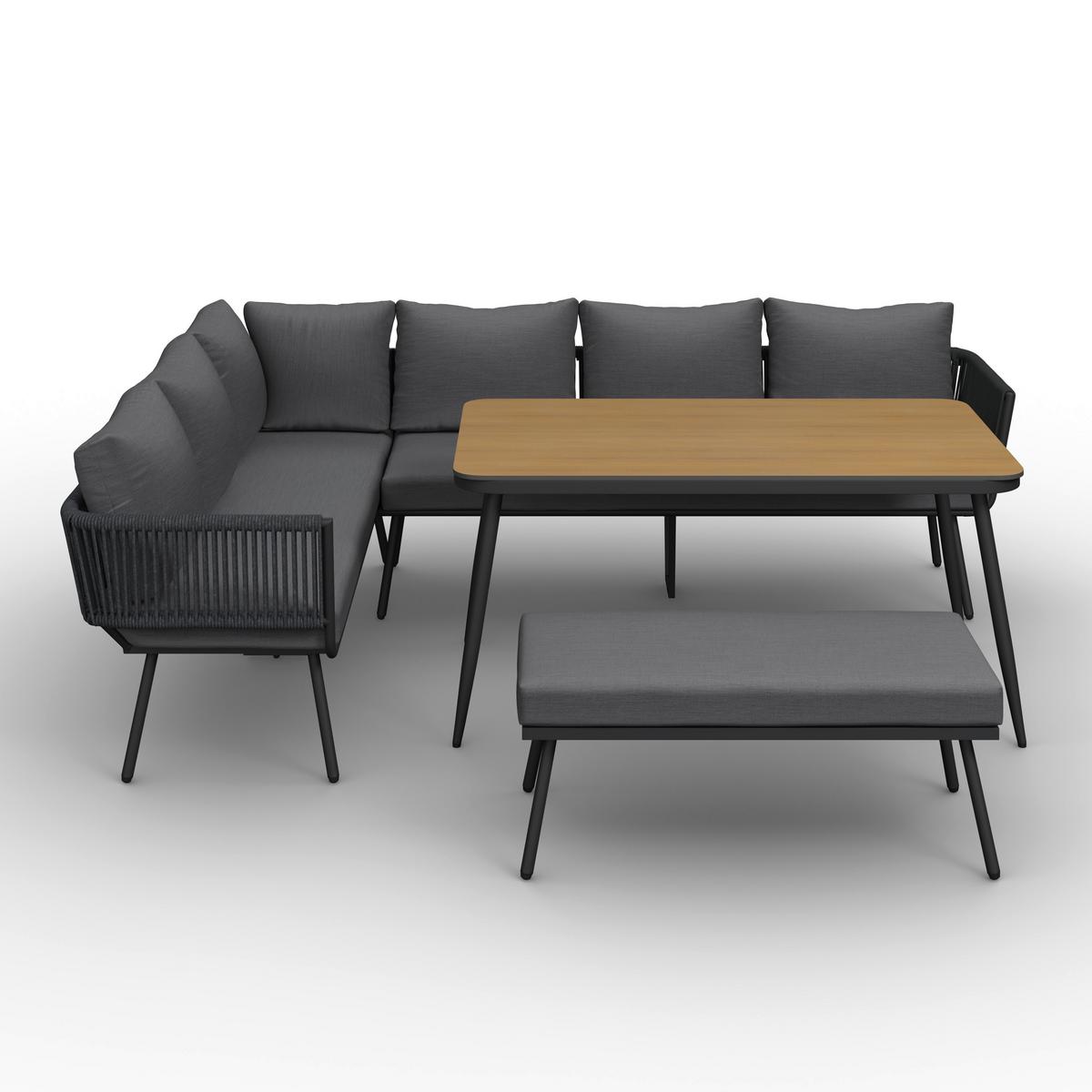 JEDÁLENSKÁ TERASOVÁ SÚPRAVA CAMEA - farba duba/tmavosivá, Modern, kov/textil - Bessagi Garden