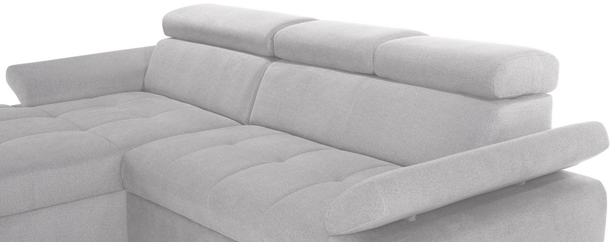 Ecksofa Mit Bettkasten Perry Silberfarben 292x183 Cm - Silberfarben, Design, Textil (183/292cm) - Livetastic