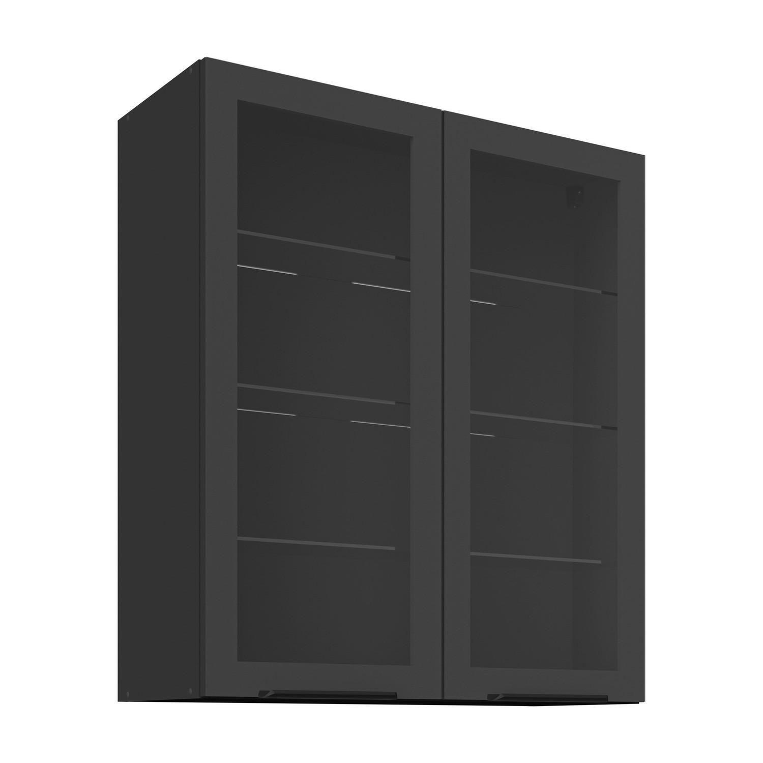 Konyhai Faliszekrény Arona 80/90cm - fekete, Modern, faalapú anyag/üveg (80/90/31cm)