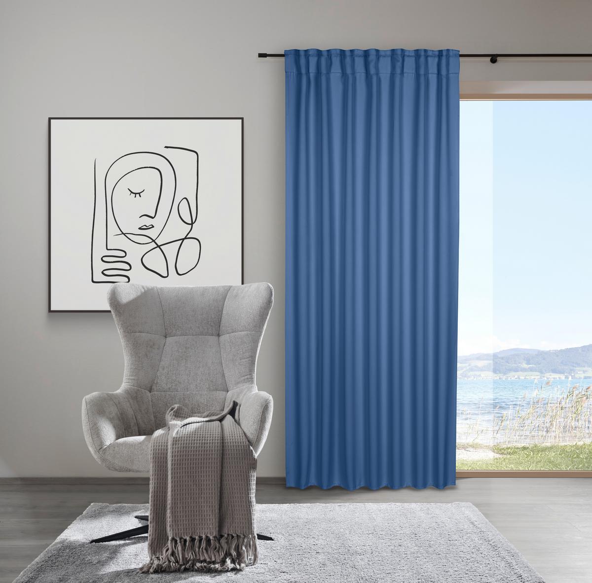 Zatemňovací závěs Riccardo, 140/245cm, modrá - modrá, Moderní, textil (140/245cm) - Premium Living