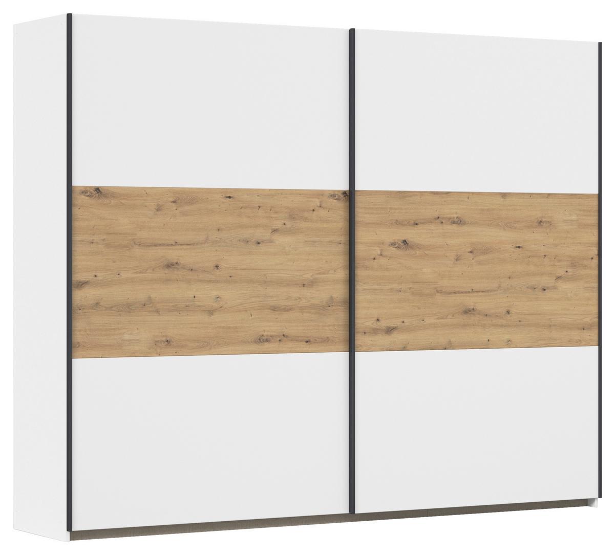 Schwebetürenschrank Neo Weiß Eiche Artisan Dekor - Weiß/Eiche Artisan, MODERN, Holzwerkstoff (261/210/59cm) - Rauch Möbel