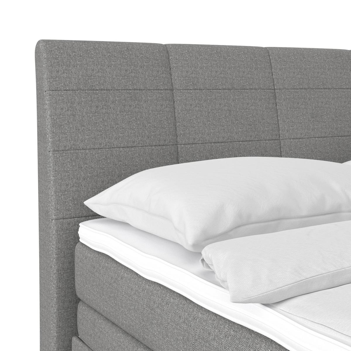 Boxspringbett Libra mit Topper 180x200 cm Grau - Graubraun/Schwarz, KONVENTIONELL, Textil (180/200cm)