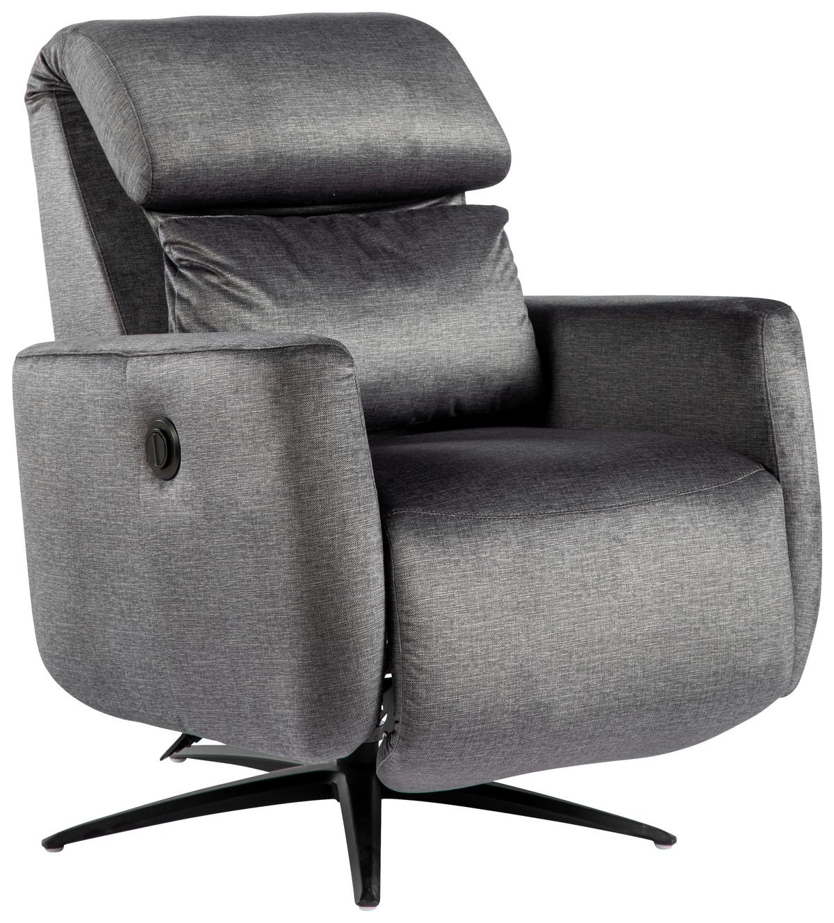 Fernsehsessel Riva - Schwarz/Graphitfarben, MODERN, Textil/Metall (71/108/176cm)