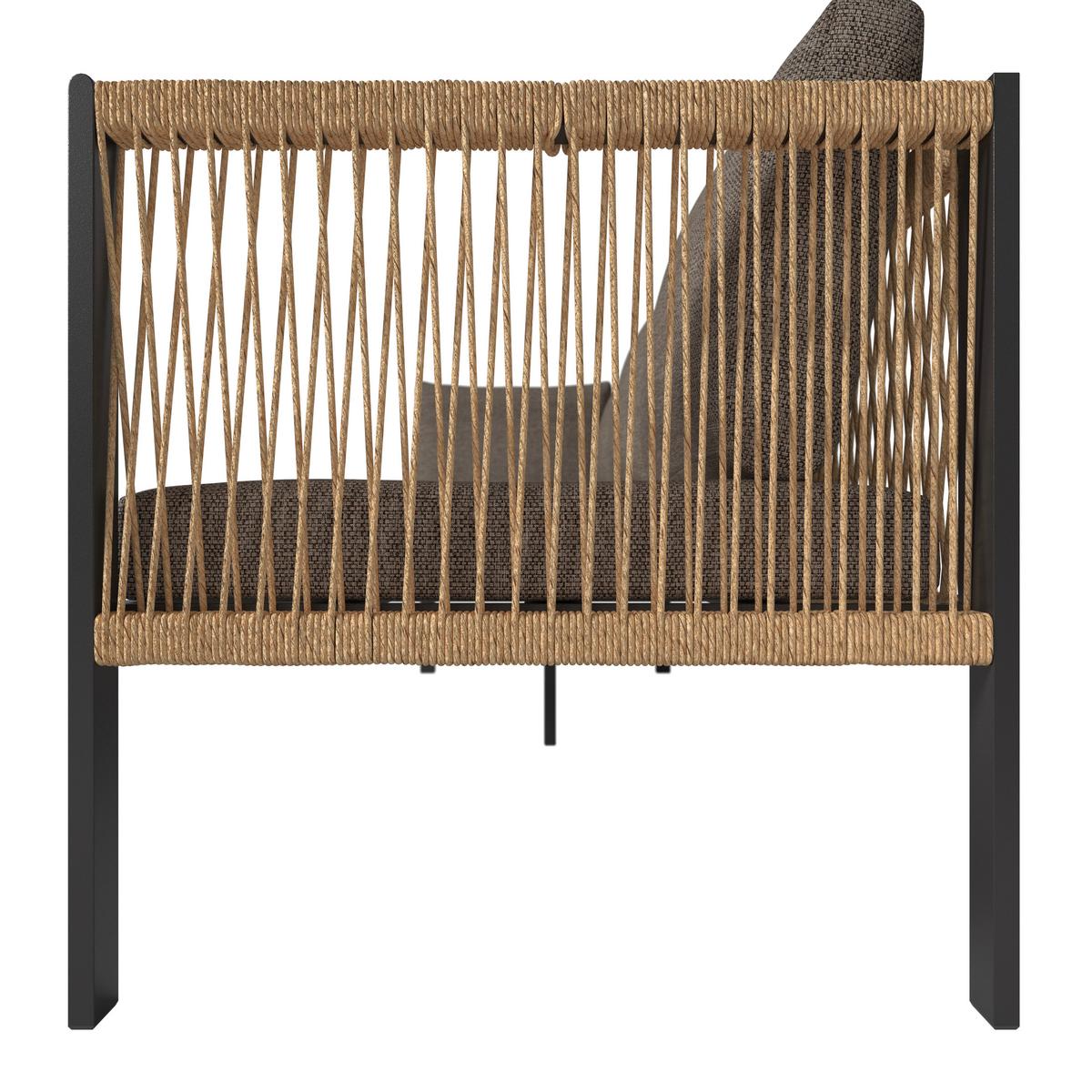 Loungegarnitur 3-Tlg Berlin Metall/Kunststoff/Glas +kissen - Anthrazit/Braun, MODERN, Glas/Kunststoff (195/170cm) - Beldano
