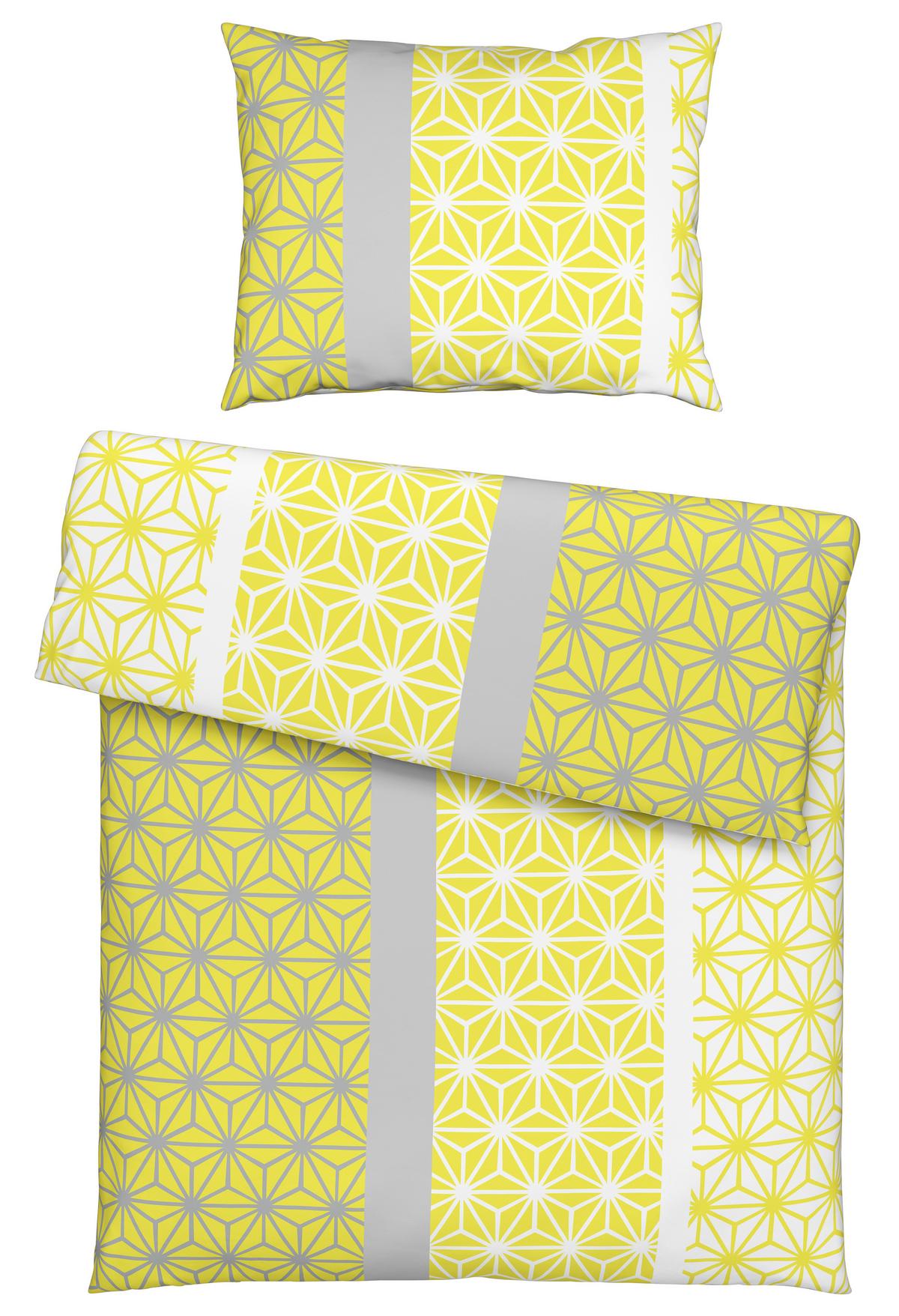 POSTEĽNÁ BIELIZEŇ Selma, 140/200cm - žltá/sivá, Konventionell, textil (140/200cm) - Based