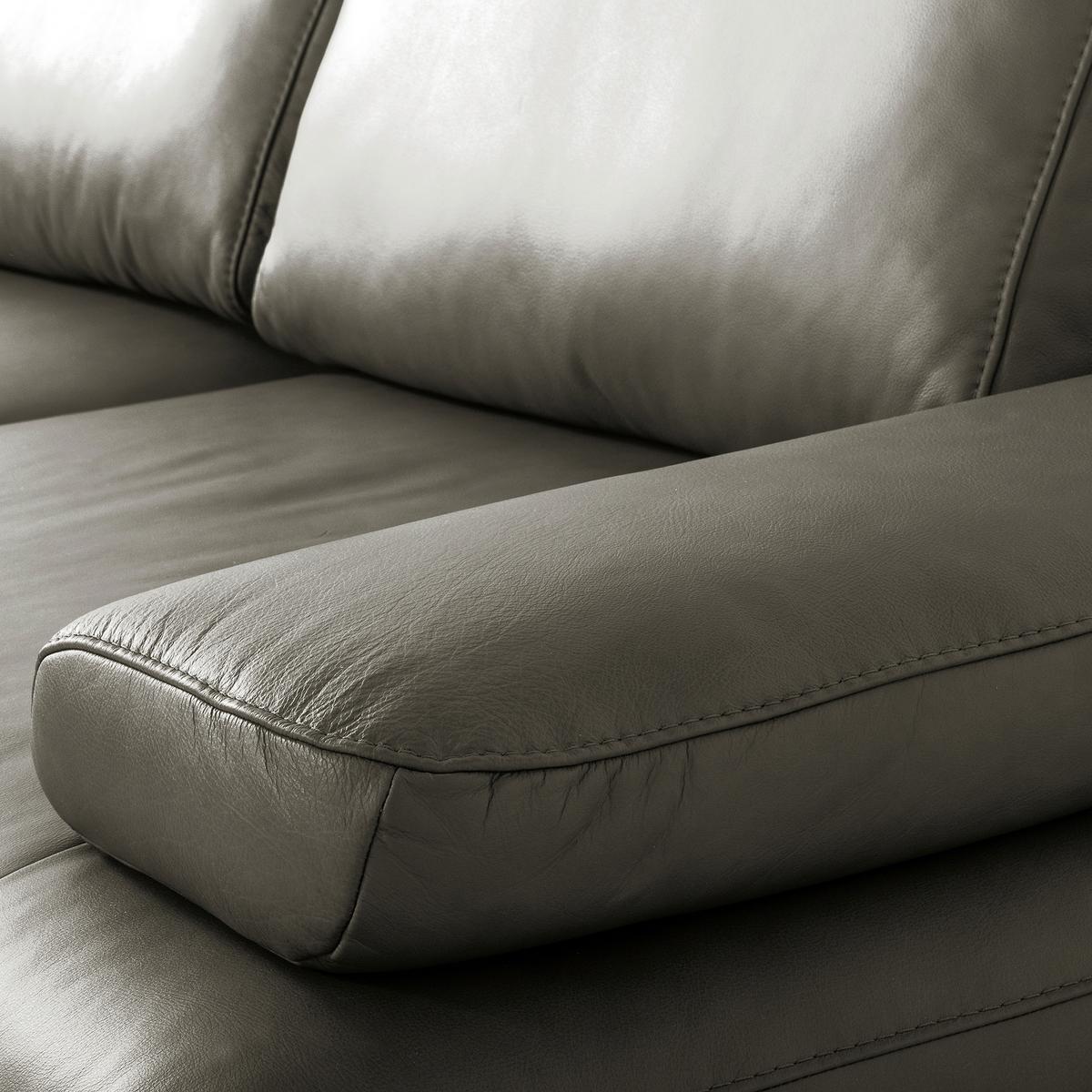 Ecksofa Como Echtleder Grau 237x306 - Schwarz/Grau, Design, Leder (237/306cm) - Livetastic