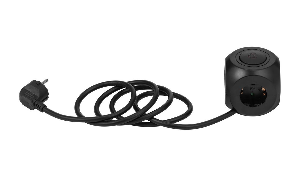 Multistecker Nua - Schwarz, Basics, Kunststoff/Metall (7,9/7,9/8,3cm) - Ondega