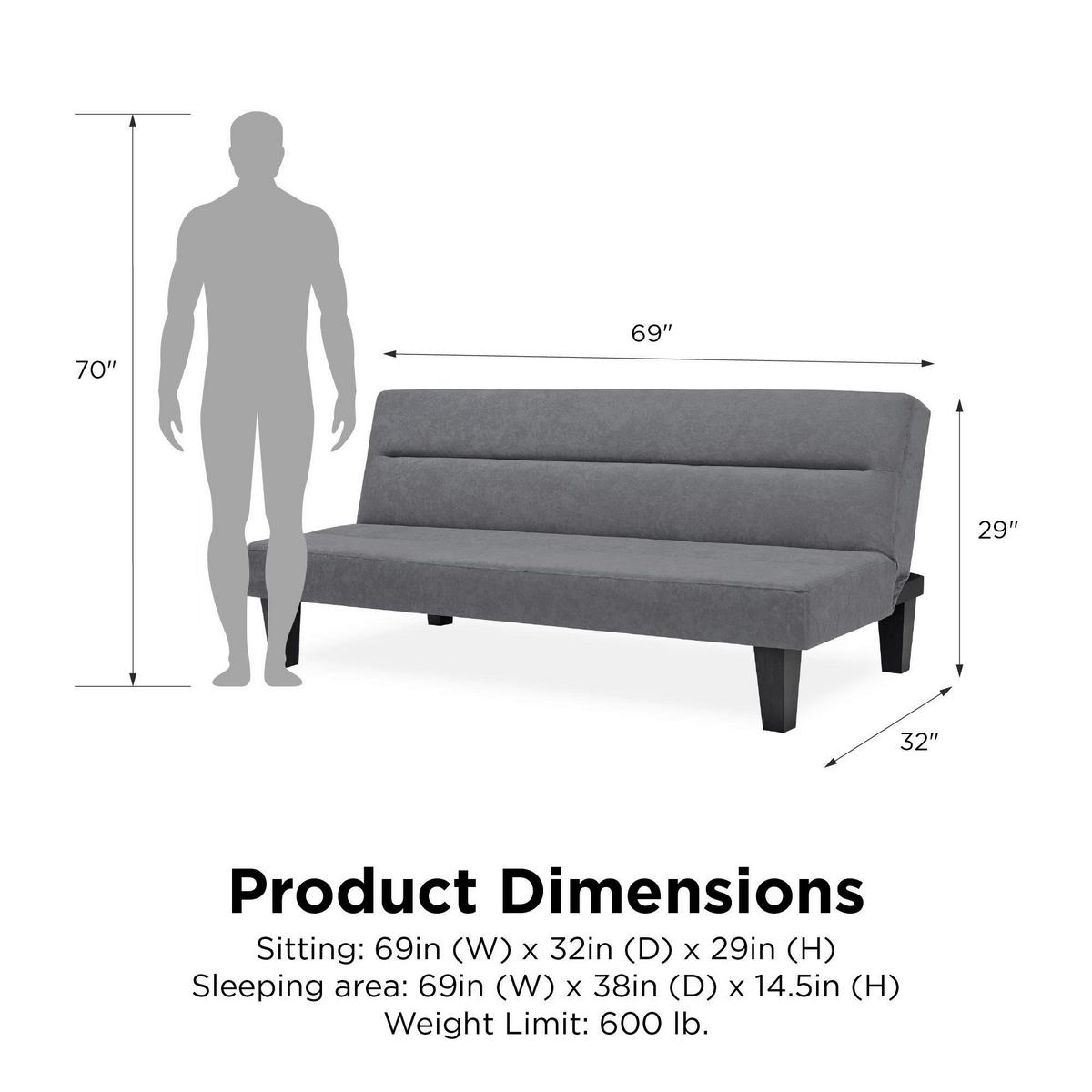 Schlafsofa Kebo, Anthrazit B: 175 Cm - Anthrazit/Schwarz, Design, Textil/Metall (175/73/81cm) - MID.YOU