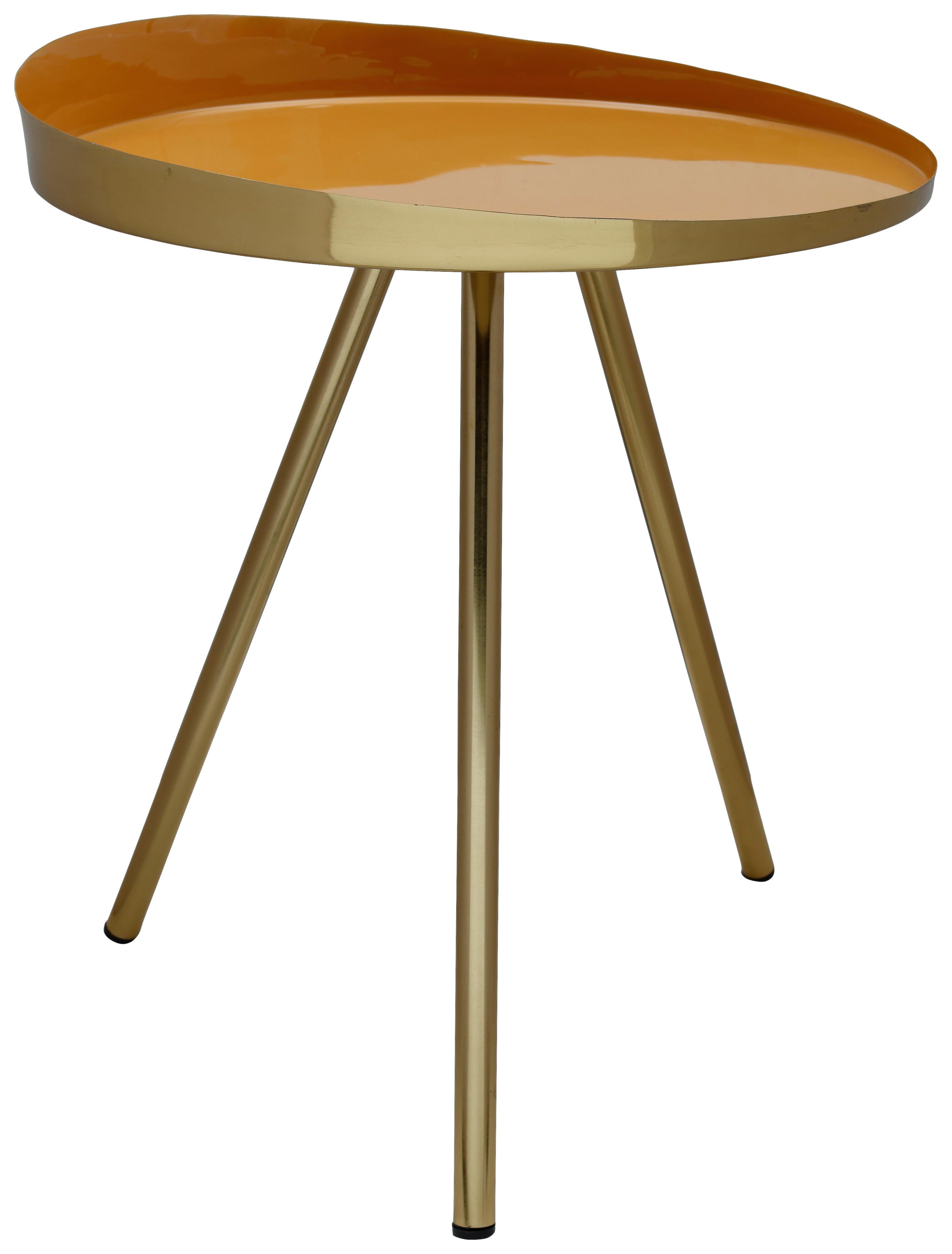 Beistelltisch Morrisson 625 Goldfarben/Senfgelb B: 41 cm - Goldfarben/Senfgelb, Design, Metall (41/48,5cm) - Kayoom