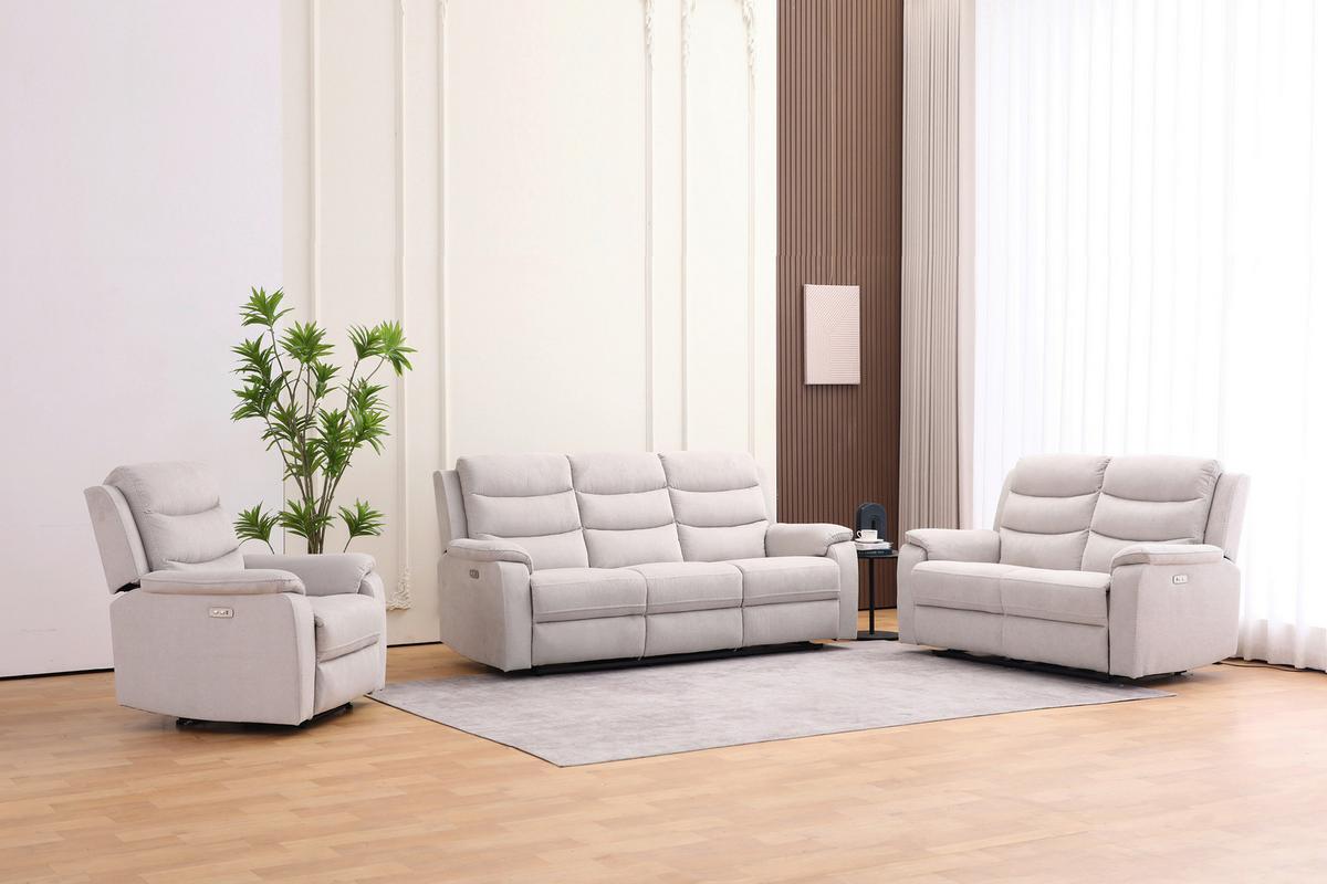 Trojmiestna relaxačná pohovka, MANCHESTER, béžová - čierna/béžová, Konventionell, textil/plast (208/102/93cm) - Based