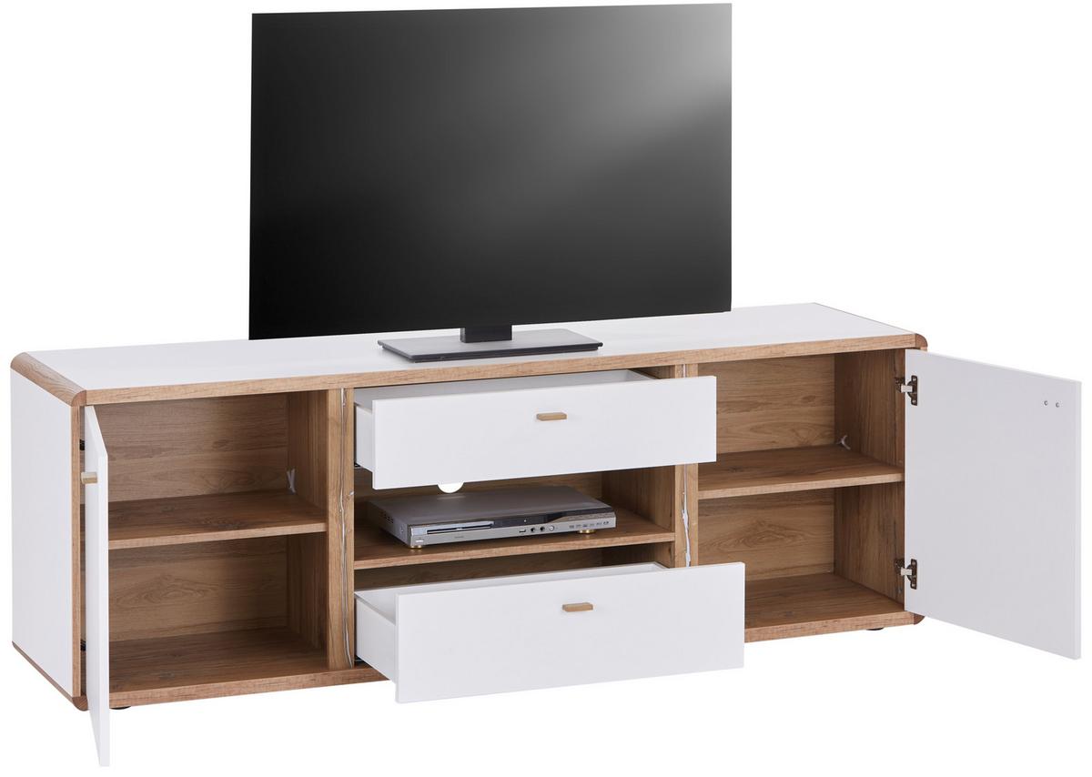 Phonotisch Ronda B: 178 cm Weiß/Eiche Dekor - Eichefarben/Weiß, MODERN, Holzwerkstoff (178/61/46,4cm)