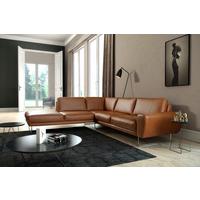 Ecksofa Spring Cognac Chrom S: 250x273 Cm - Chromfarben/Cognac, Design, Leder (250/273cm) - Livetastic