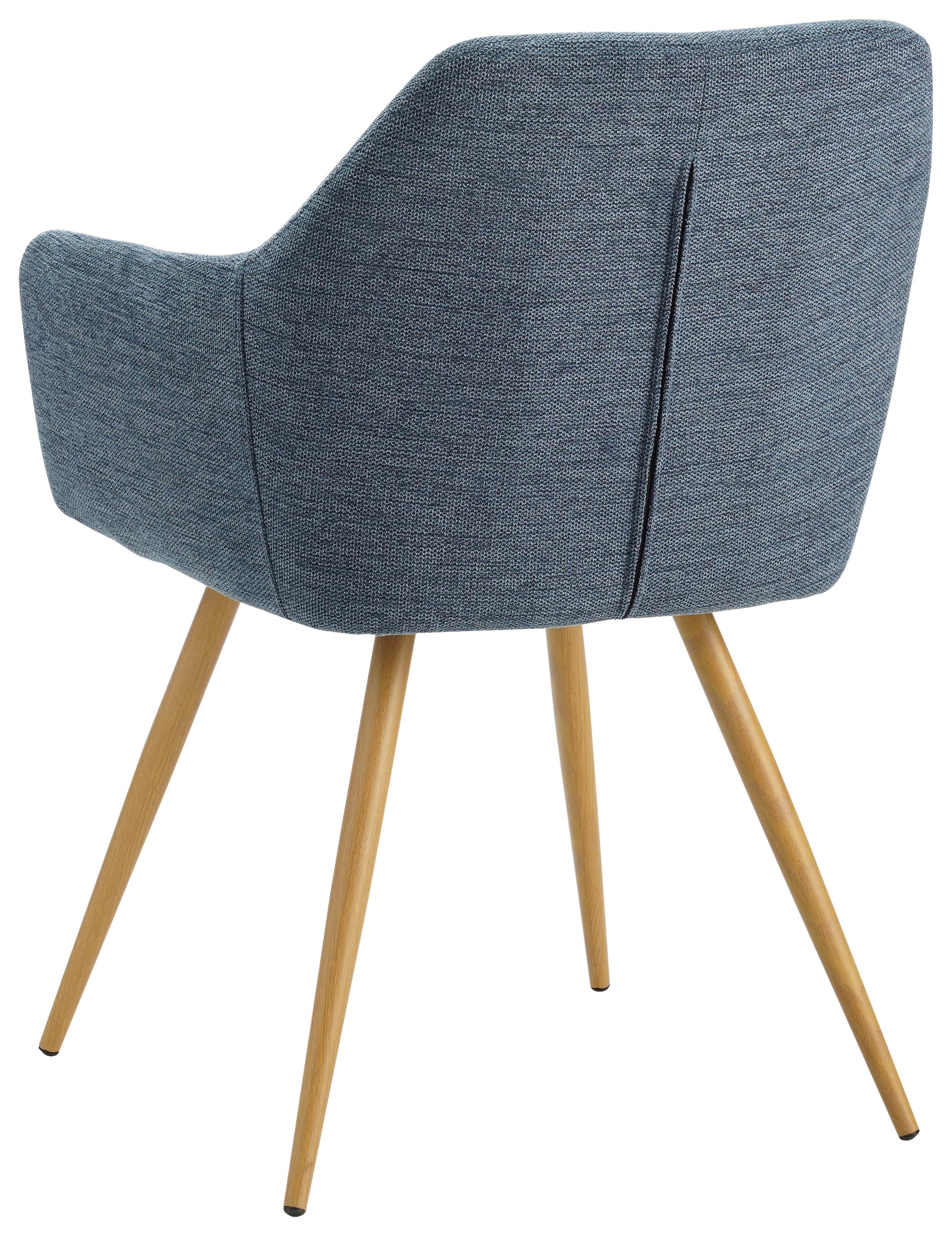 Armlehnstuhl Melinda Blau Gepolstert - Blau/Naturfarben, MODERN, Textil/Metall (56/81,5/63cm) - MID.YOU
