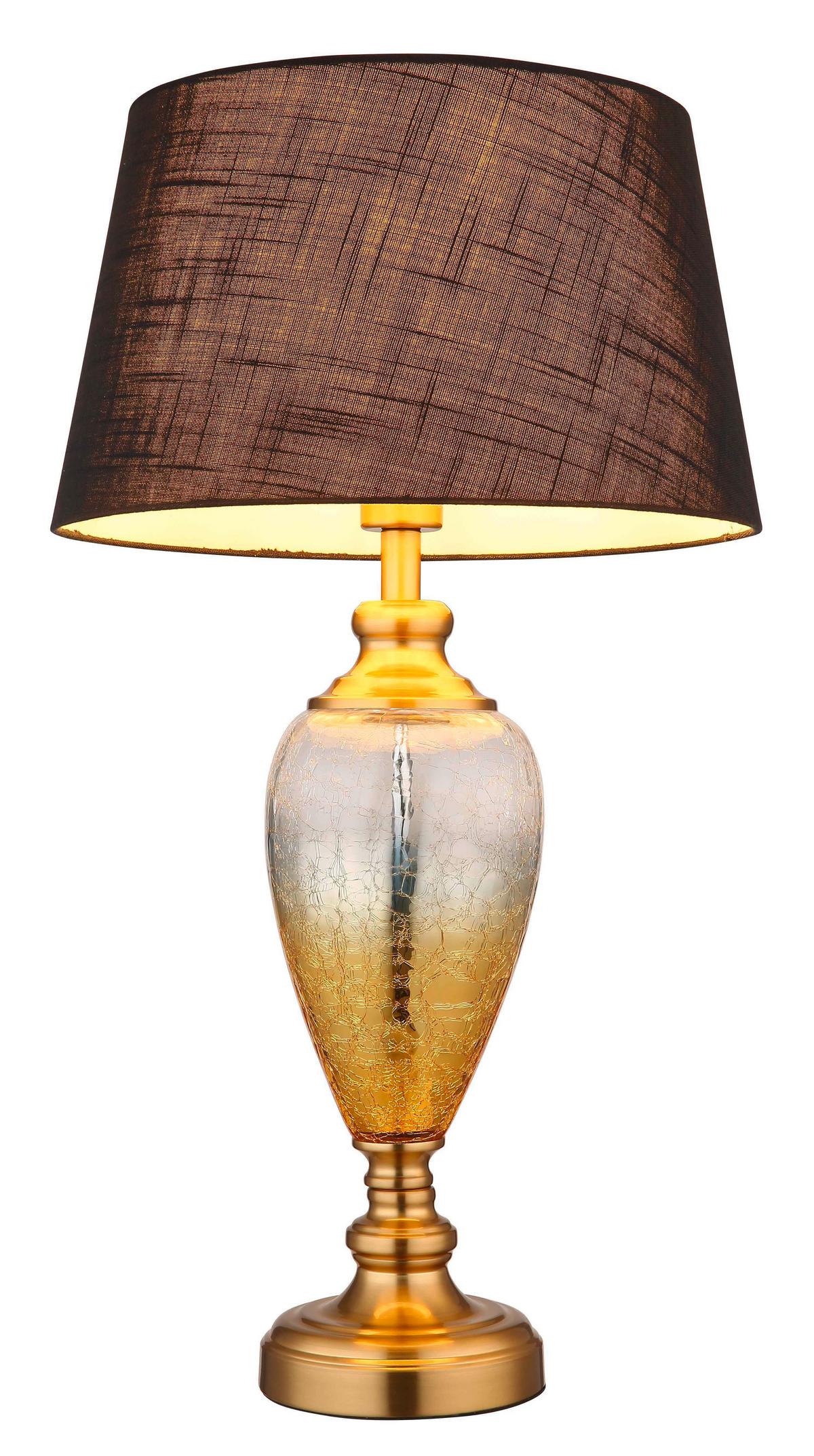 Tischleuchte 24143s Leila - Klar/Messingfarben, KONVENTIONELL, Glas/Textil (38/66cm) - Globo