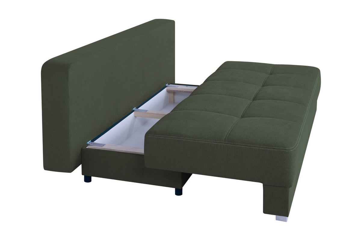 Schlafsofa mit Bettkasten Ben Grün - Waldgrün/Chromfarben, Design, Holzwerkstoff/Textil (200/90/110cm) - P & B