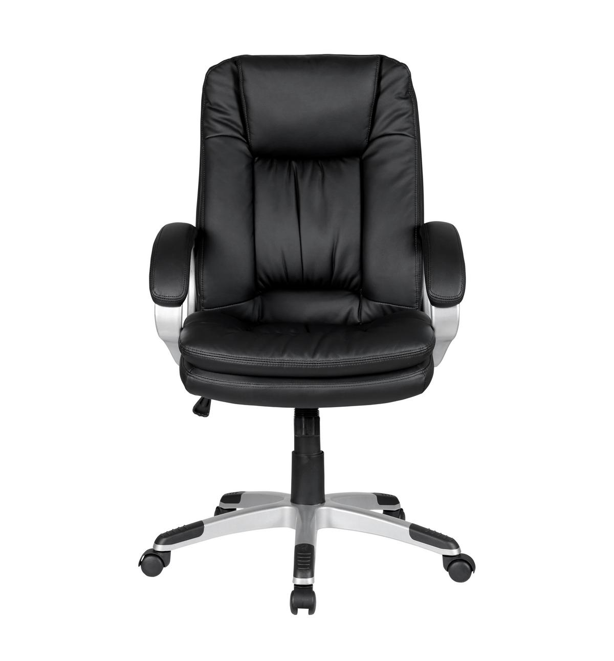 Drehstuhl Schwarz/Silberfarben B: 66cm - Silberfarben/Schwarz, MODERN, Kunststoff/Textil (66/104/74cm) - Livetastic