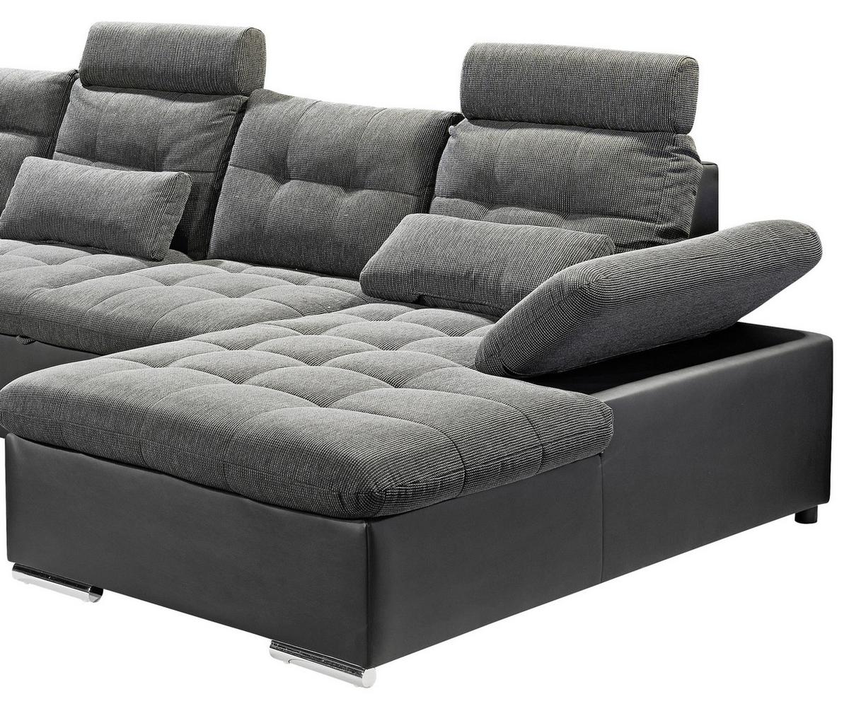 Sedací souprava ve tvaru U JAKARTA šedá / černá - šedá/černá, Design, textil/plast (218/324/170cm) - MID.YOU