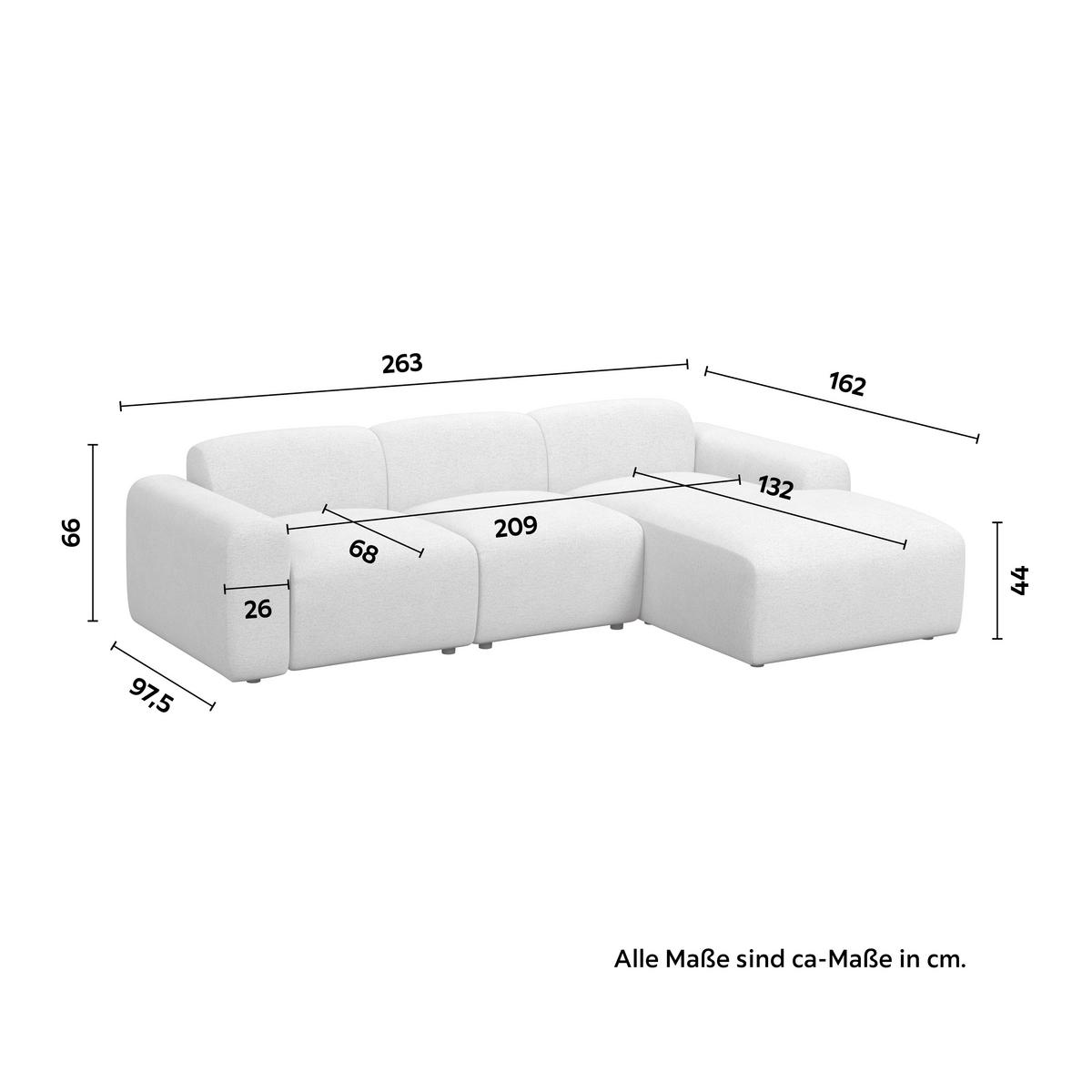 Rohová sedačka MARLO, obojstranná, krémová ženilka - čierna/krémová, Modern, drevo/textil (263/162cm) - Bessagi Home