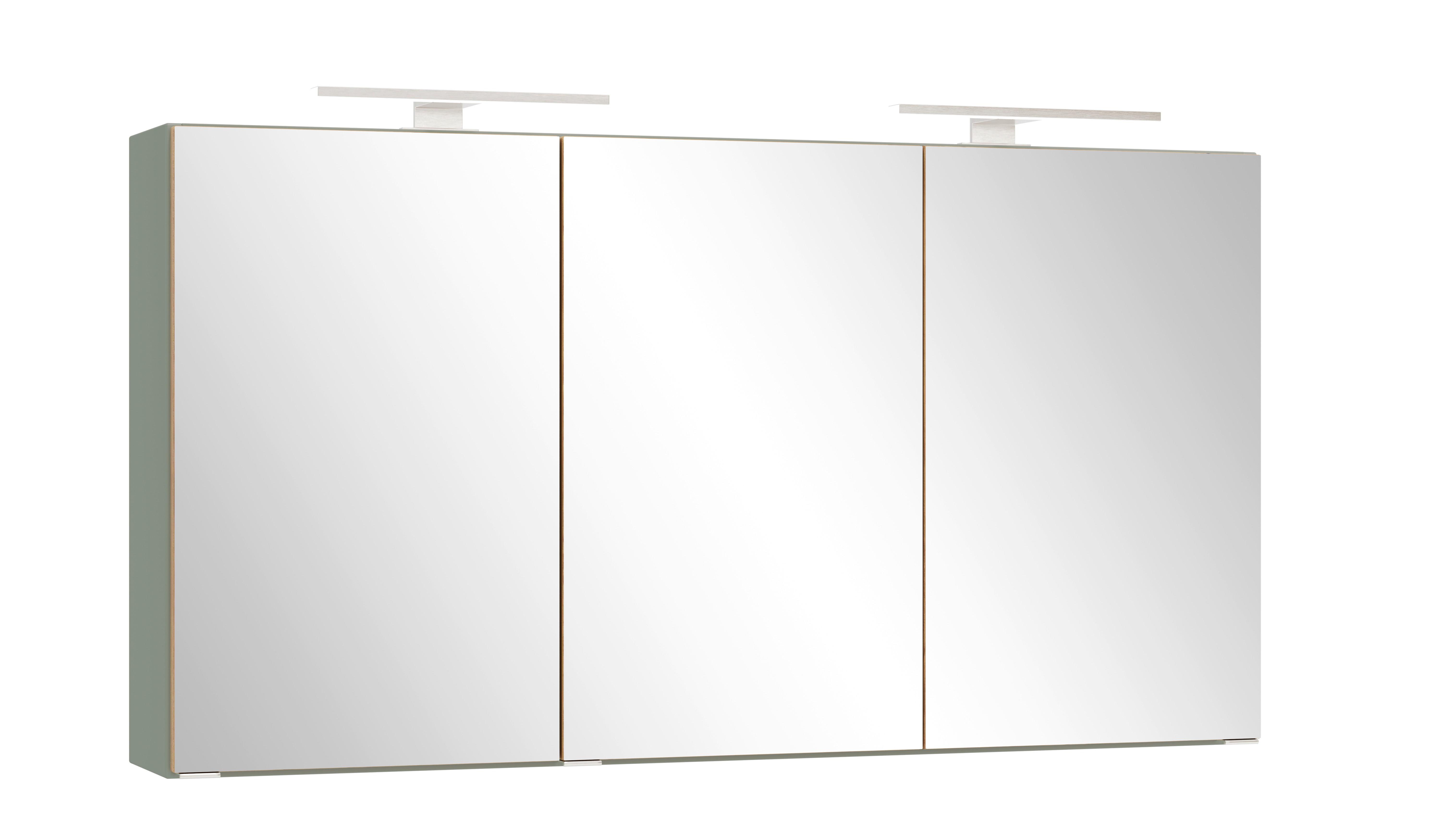 SPIEGELSCHRANK Verona Schilfgrün B: 120cm - Schilfgrün/Wildeiche, Trend, Glas/Holzwerkstoff (120/64/20cm) - Held