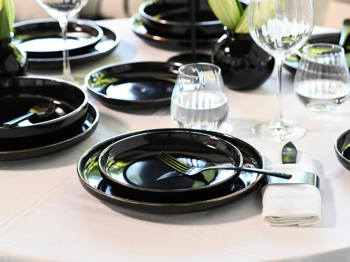 TAFELSERVICE 24784 NORDIC FESTIVE SCHWARZ - Goldfarben/Schwarz, Basics, Keramik - Creatable