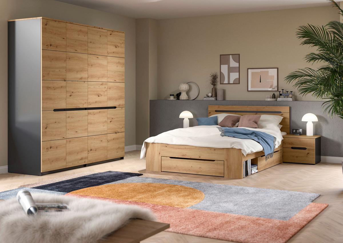 Drehtürenschrank Canu Eiche Artisan Dekor B: 180cm - Eiche Artisan, MODERN, Holzwerkstoff (180/198/59cm) - MID.YOU