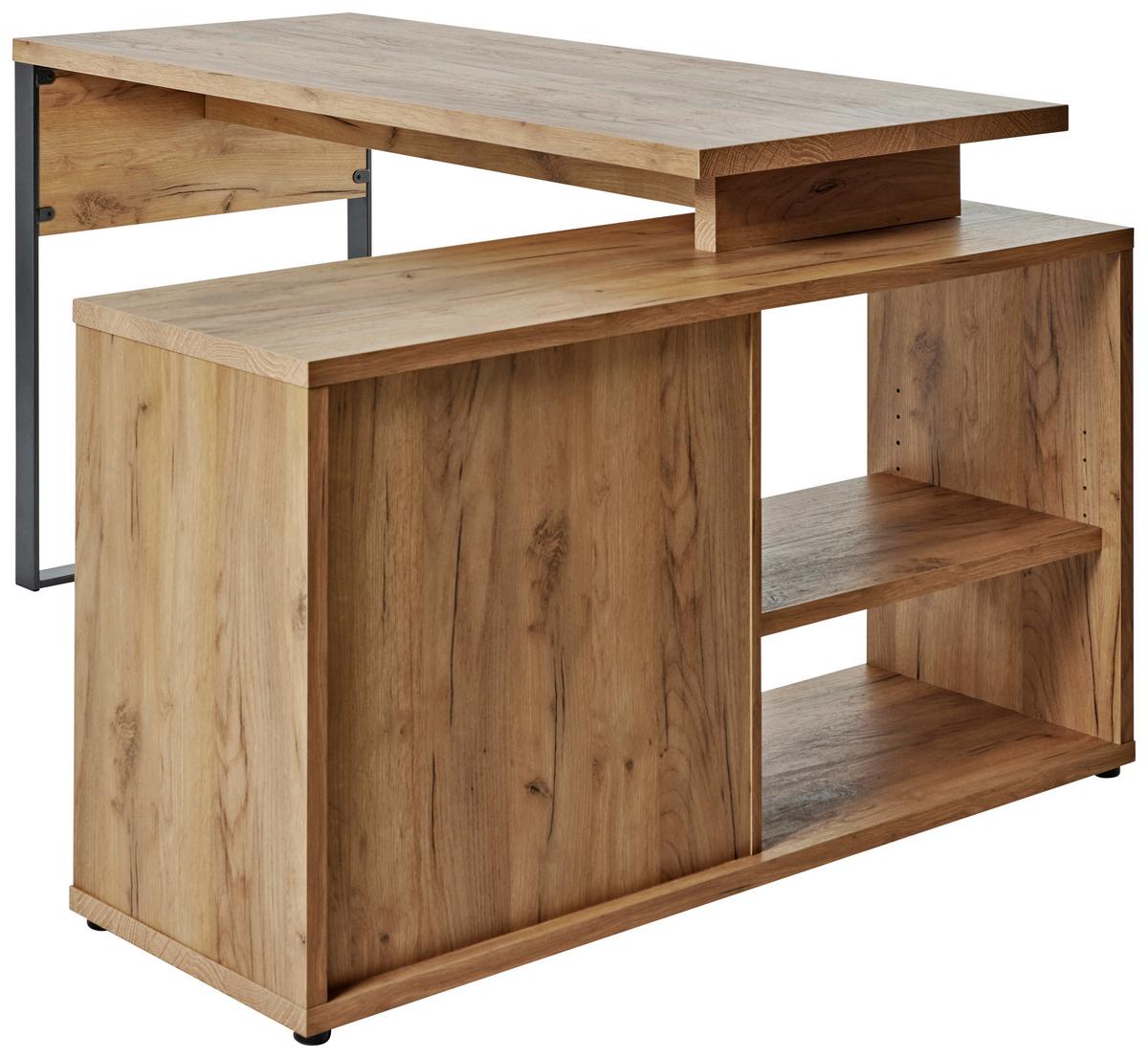 Eckschreibtisch Mit Stauraum B: 120cm H: 76cm Loop C 150 E - Eichefarben/Anthrazit, MODERN, Holzwerkstoff/Metall (150/120/76cm) - Livetastic