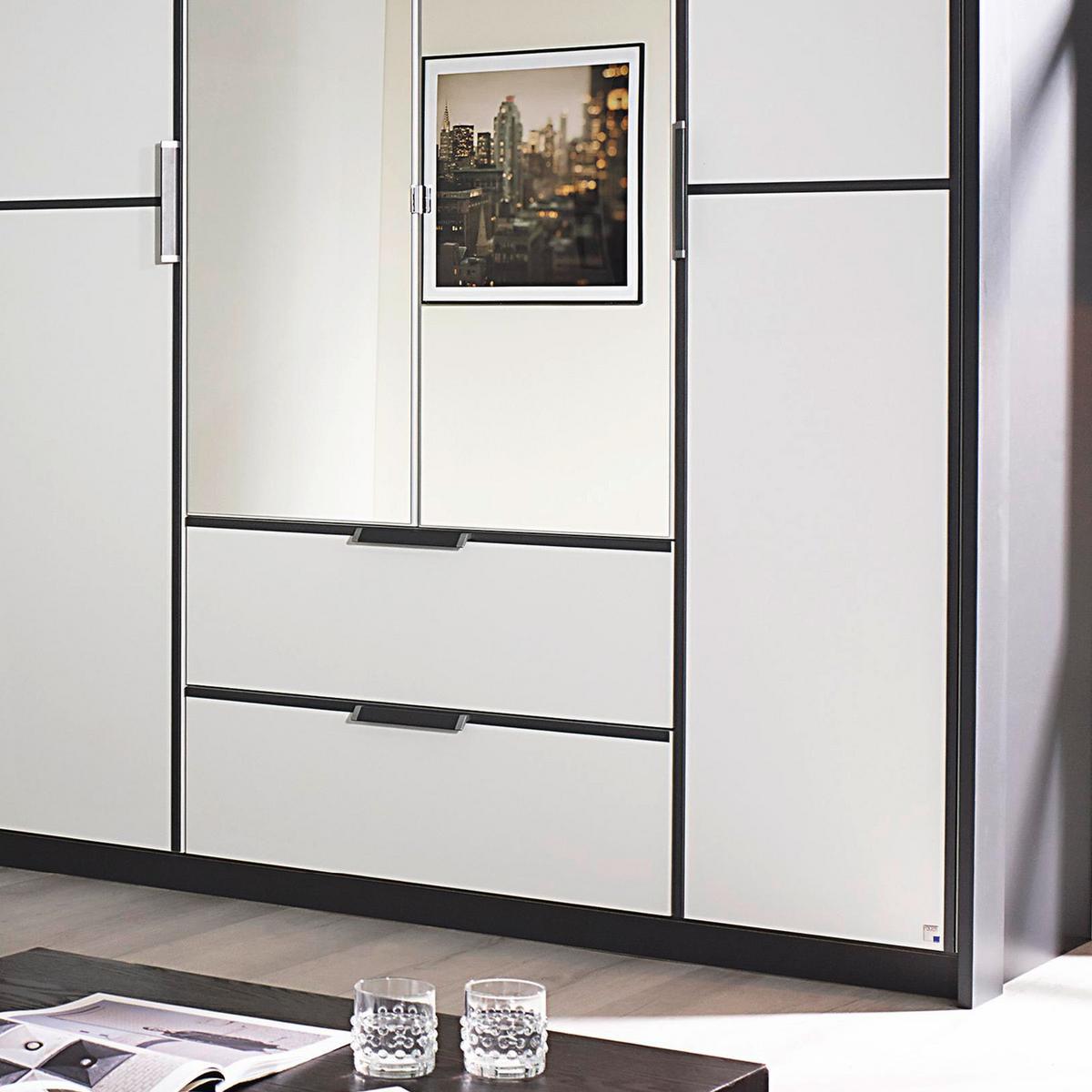 Eckschrank Mit Spiegel + Laden 224x314 cm Anthrazit/Weiß - Weiß/Grau, Design, Holzwerkstoff (224/314cm) - Rauch Möbel