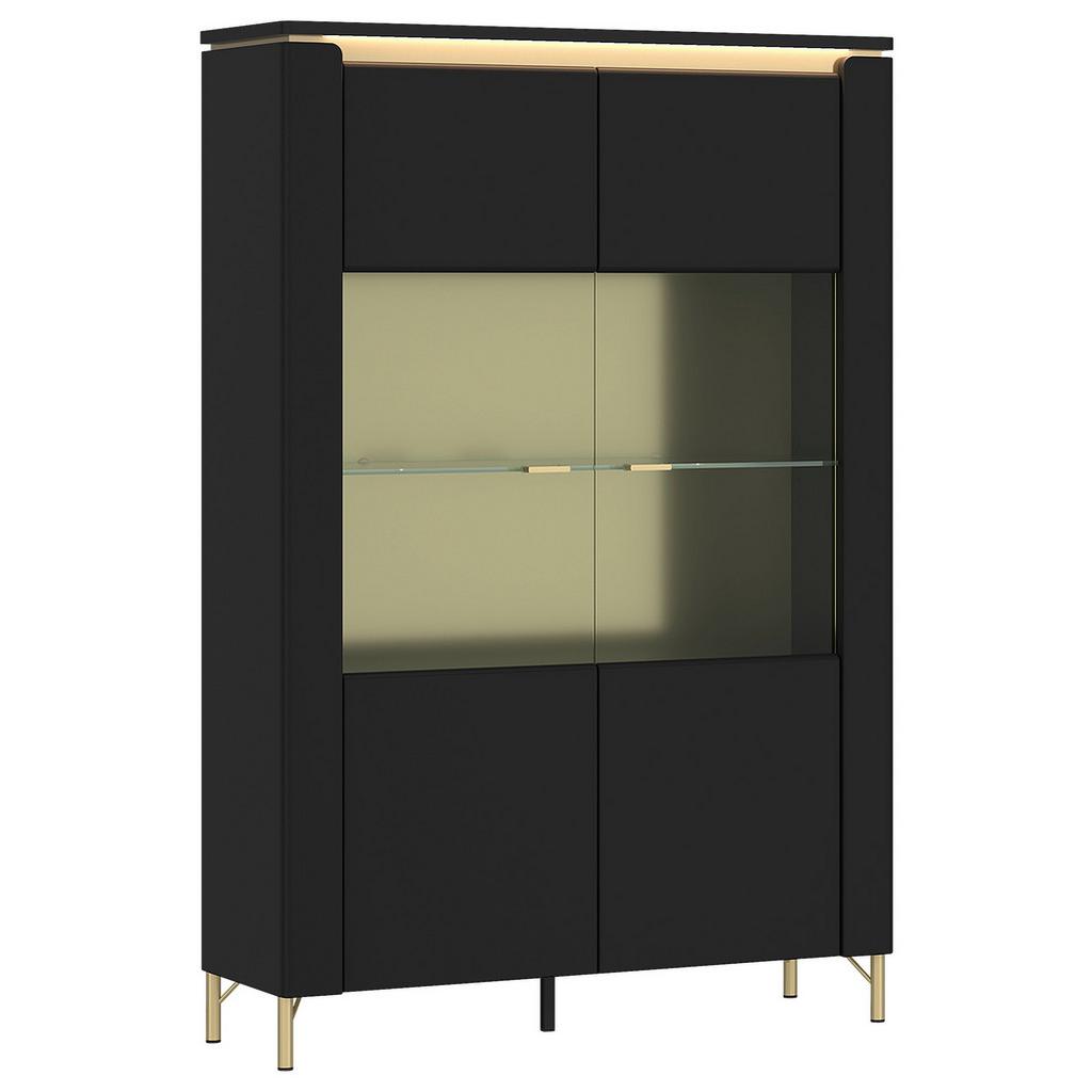 Vitrine Norica Schwarz/goldfarben B: 110,4 Cm