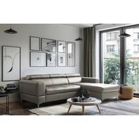 Ecksofa Torino Echtleder Schlammfarben 247x173 - Schlammfarben/Schwarz, Design, Leder/Textil (247/173cm) - Livetastic