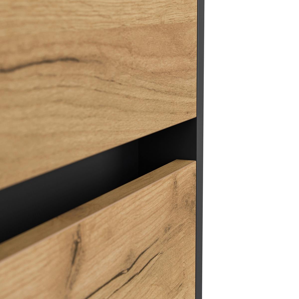 Sideboard Posseik Industrial Eichefarben/Graphitf. B:140 cm - Eichefarben/Schwarz, Design, Holzwerkstoff (140/93,6/42cm) - P & B