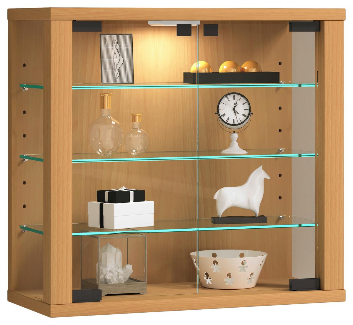 Vitrine Vitrosa Buchefarben Dekor B: 43 cm - Buchefarben, Design, Glas/Holzwerkstoff (43/40/18cm) - MID.YOU