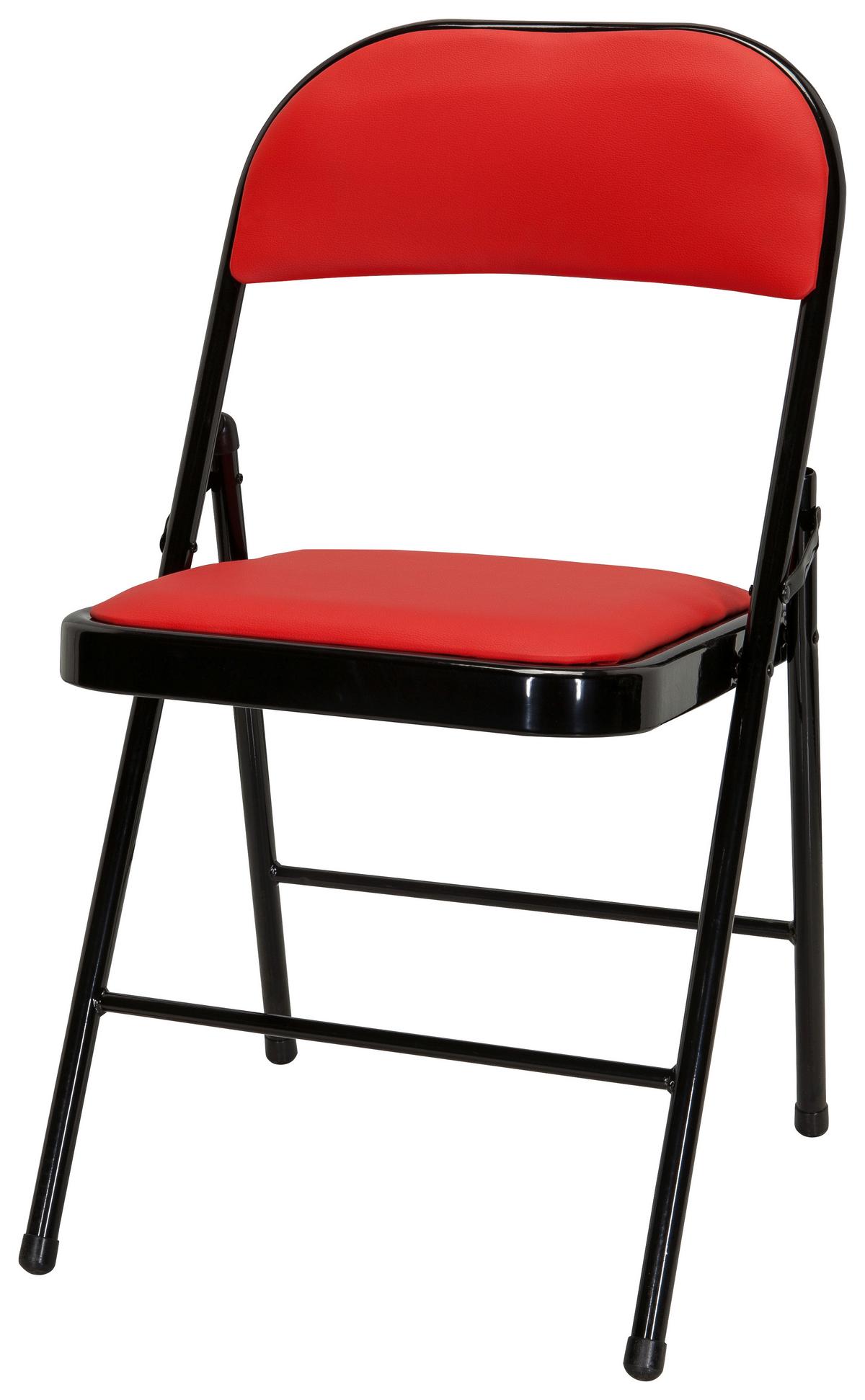 Klappstuhl Tudela Pu Rot/schwarz Lederlook - Rot/Schwarz, Basics, Textil/Metall (44/80/49cm) - MID.YOU