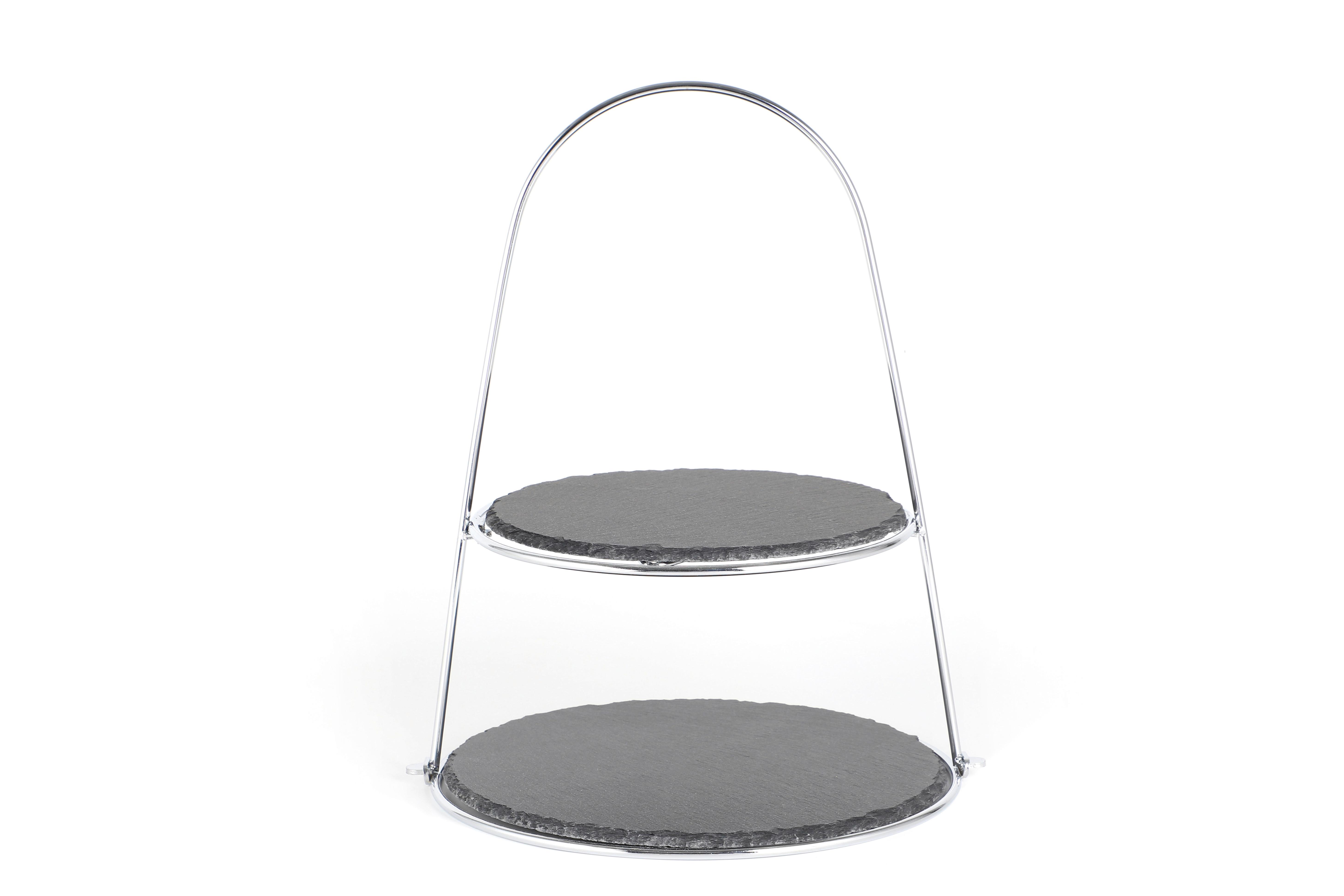 Etagere Rund Stein/metall H: 40 Cm 2-Stöckig - Silberfarben, Basics, Stein/Metall (24/29/40cm) - Echtwerk