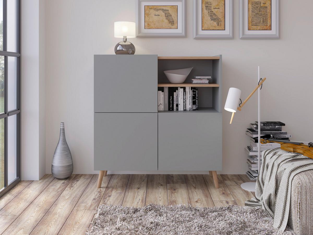 VYSOKÁ KOMODA SKANDI - Konventionell, drevo/kompozitné drevo (99,8/105,3/41,7cm)