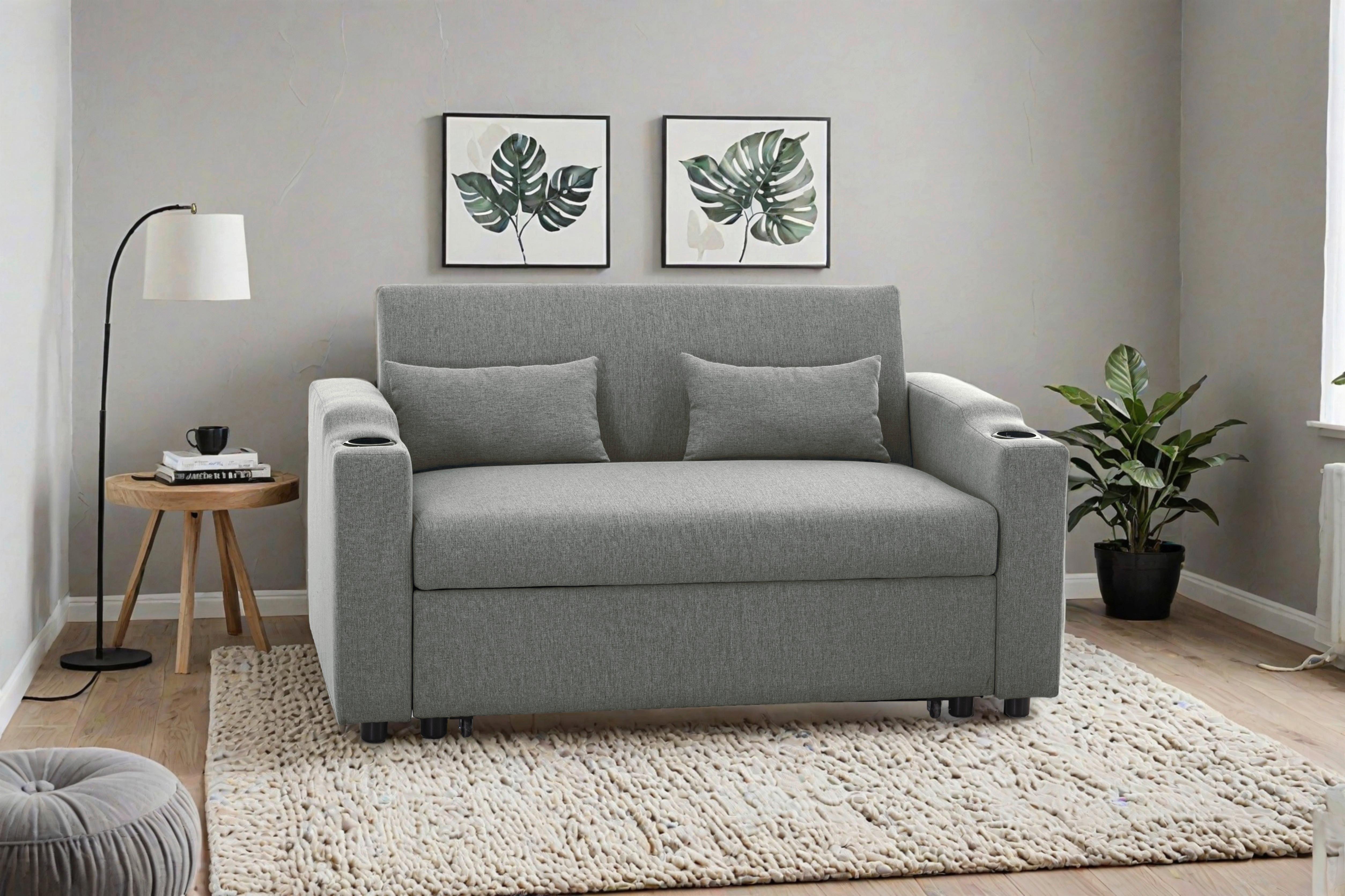 Schlafsofa Athen Dunkelgrau B: 150 cm - Dunkelgrau/Schwarz, Basics, Textil/Metall (150/91/85cm) - P & B