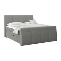 Boxspringbett mit Topper & Bettkasten 160x200 Libra - Hellgrau/Schwarz, KONVENTIONELL, Textil (160/200cm)