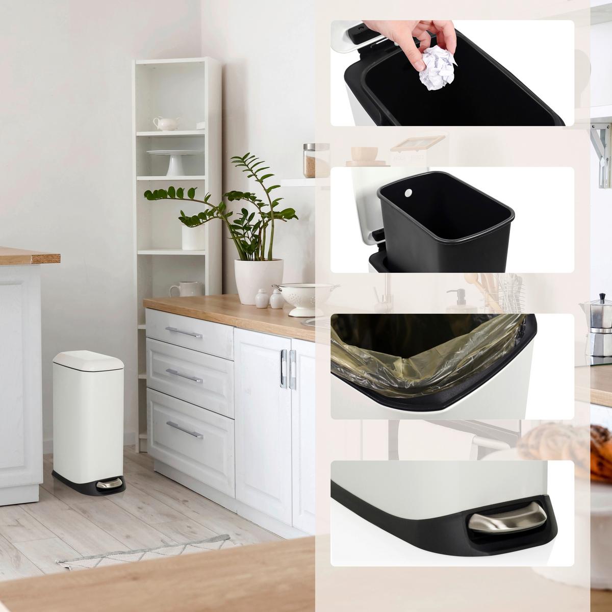 Abfallsammler Clean Slim Schwarz B: 34 cm - Schwarz/Weiß, MODERN, Metall (34/56/22cm) - MID.YOU